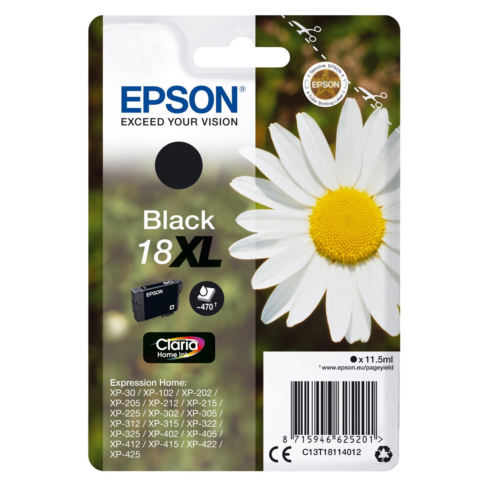 Epson 18XL T1811 Tinte Black 11,5ml