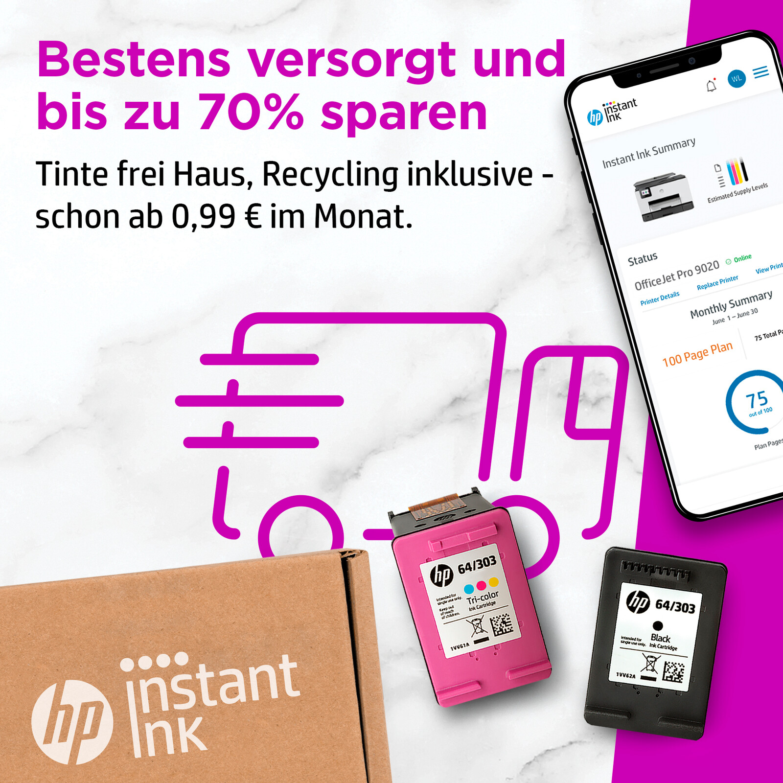 HP 302 F6U65AE Tinte color