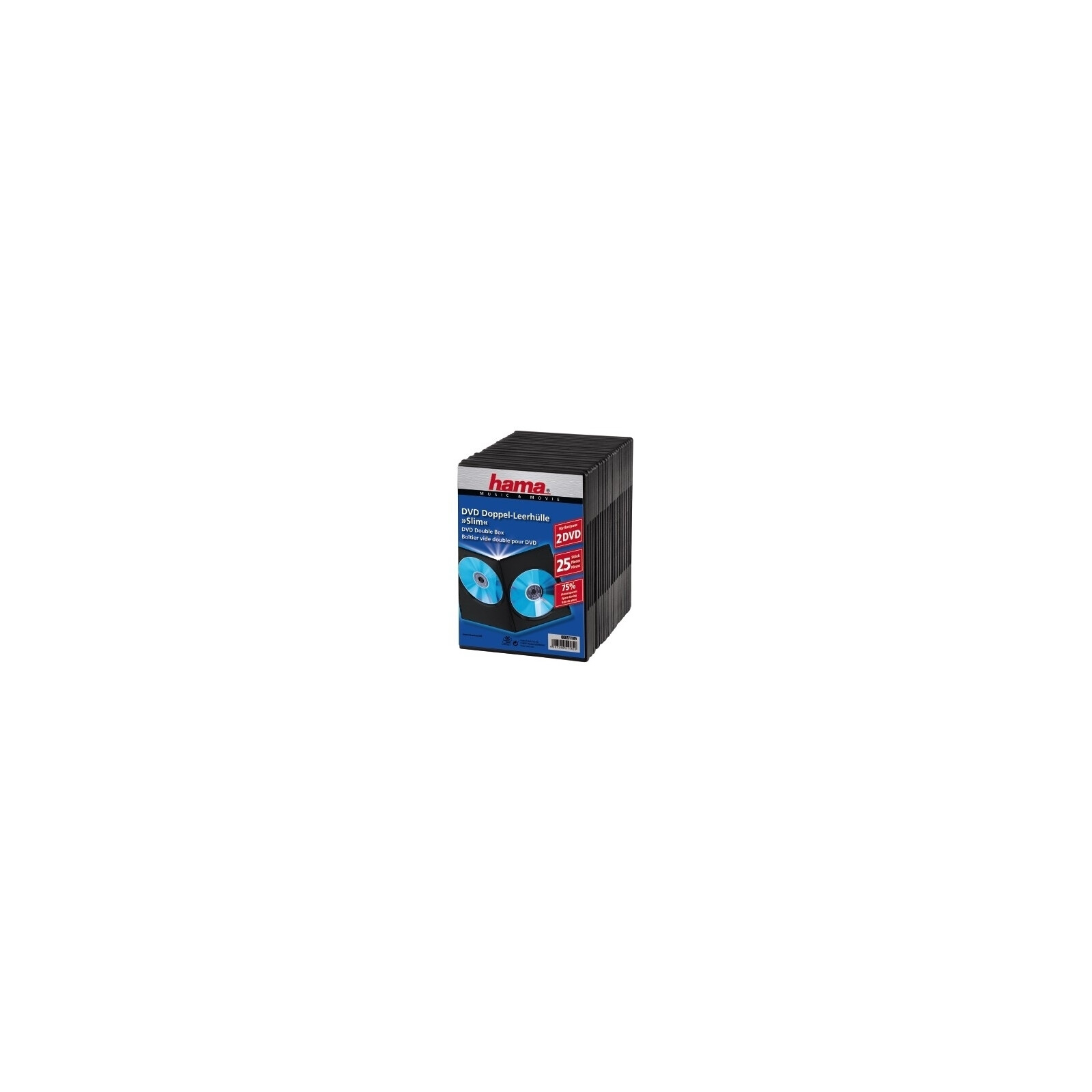 Hama 51185 DVD-Doppel-Leerh&uuml;lle Slim 25er Pack Schwarz