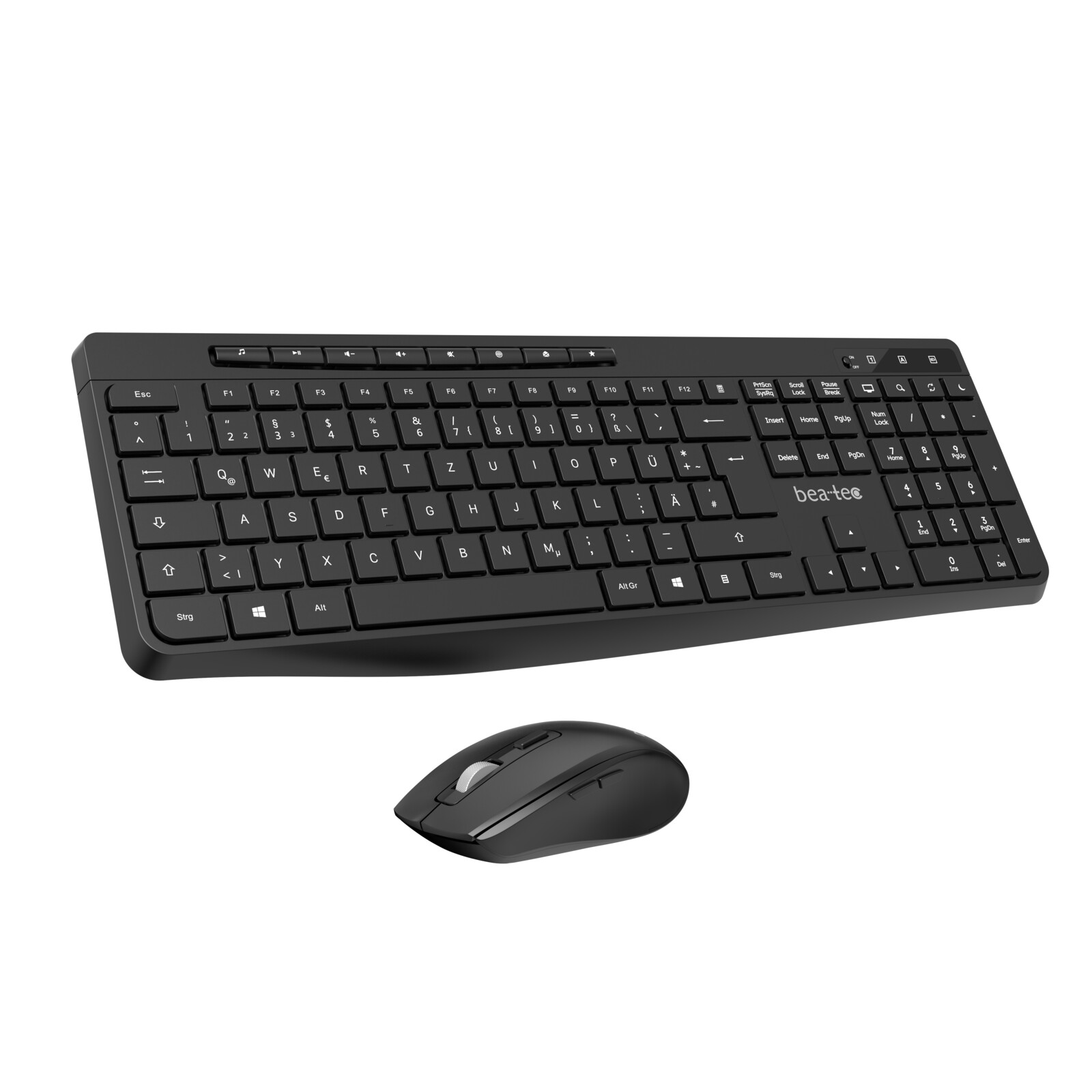 Beatec 2,4-GHz-Funk-Tastatur- und Maus-Set Black