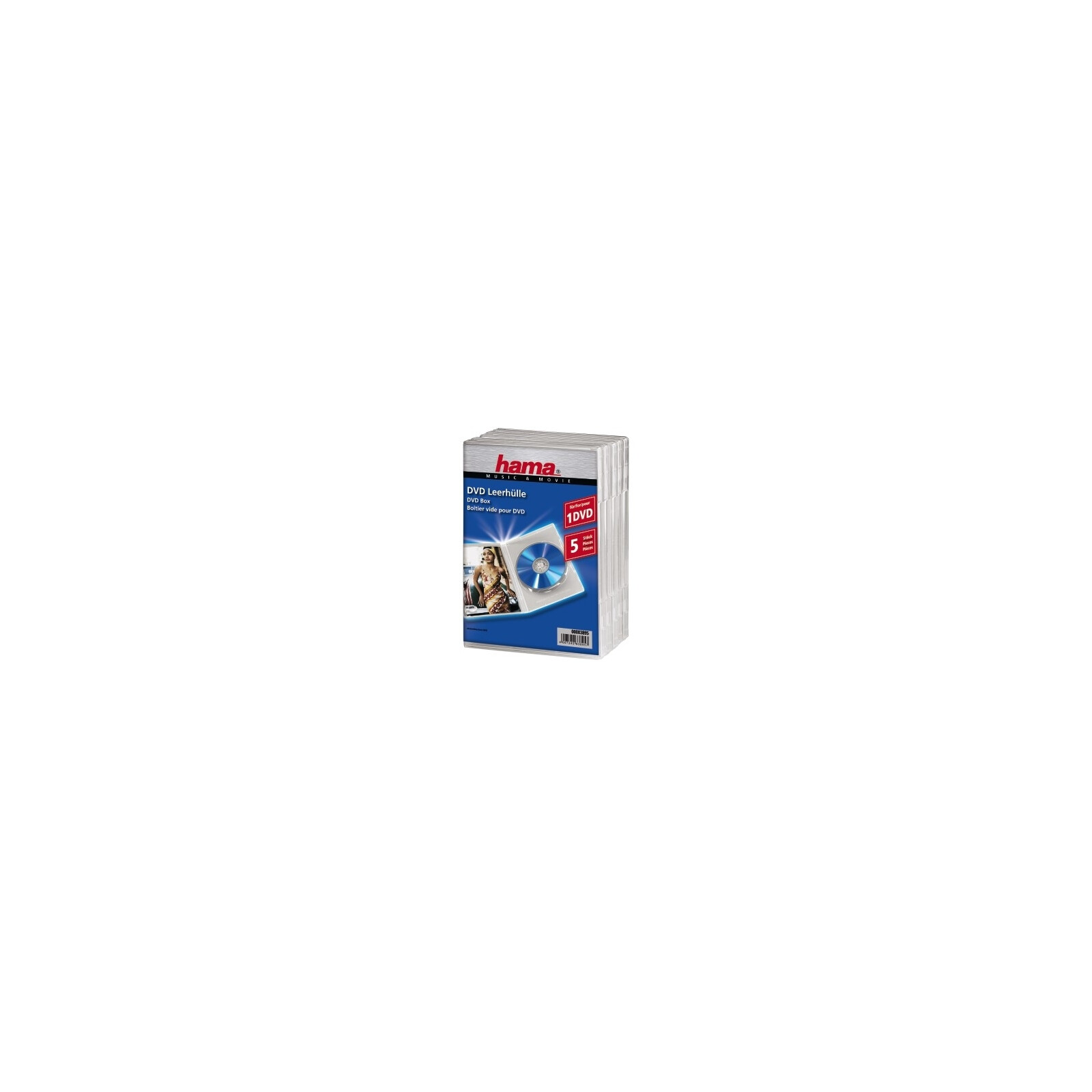 Hama 83895 DVD-Leerh&uuml;lle Standard, 5er-Pack, Transparent
