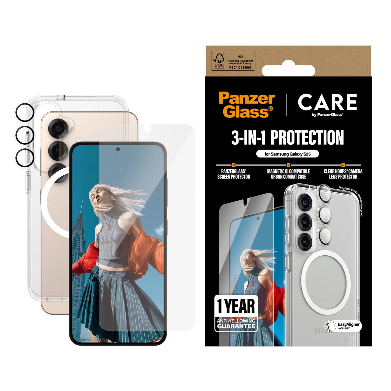 CARE PanzerGlass Flagship 3-in-1 Bundle Galaxy S25