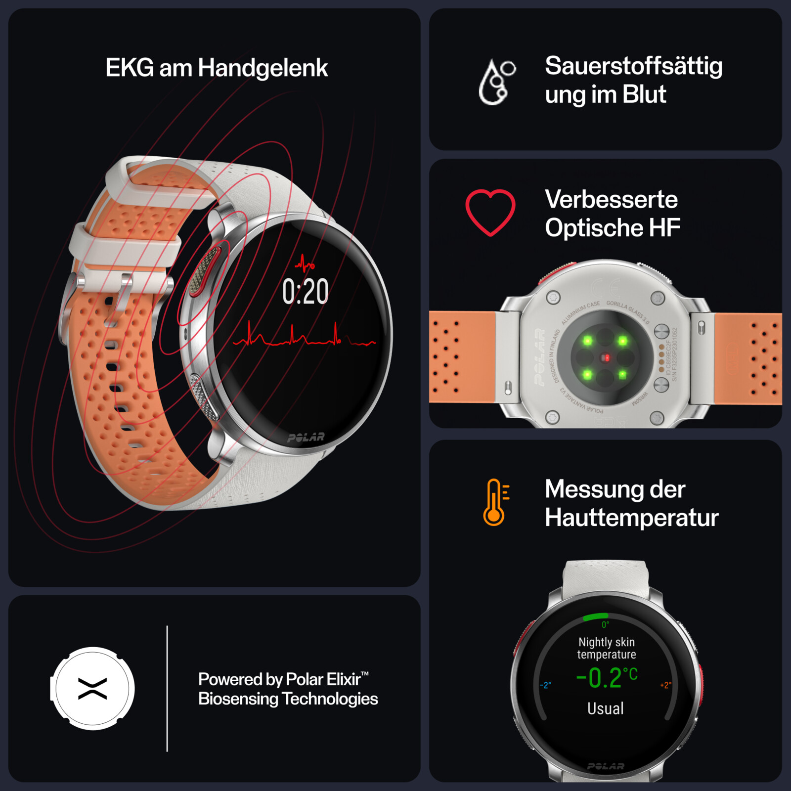 Polar Vantage V3 silver/orange S-L