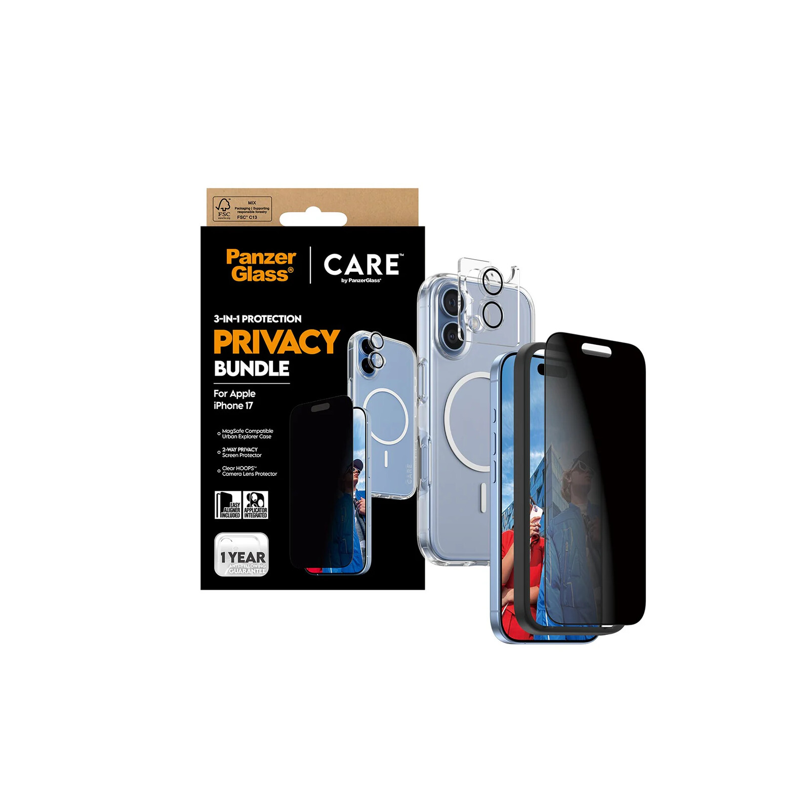 PanzerGlass CARE 3-in-1 Flagship Privacy iPhone 17