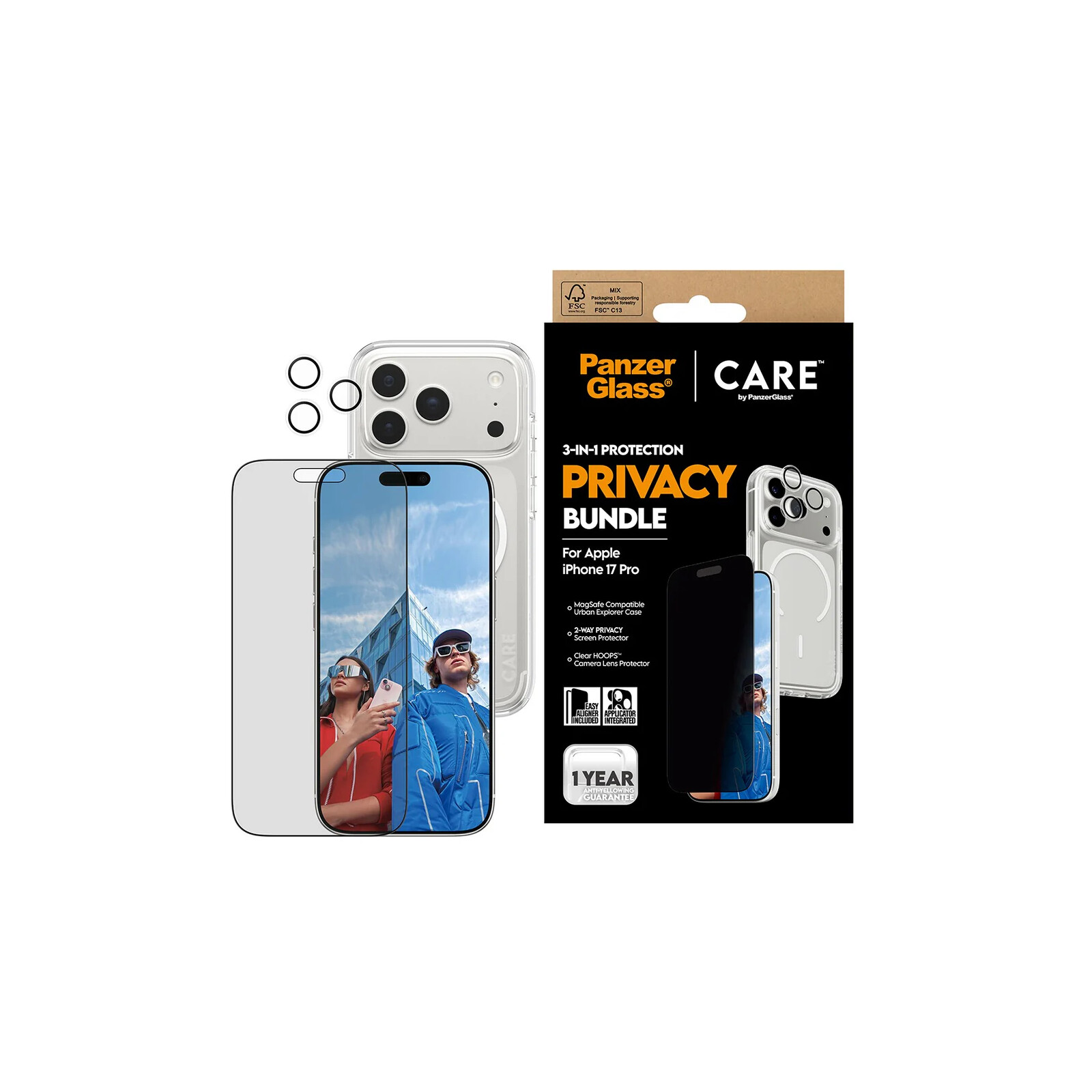 PanzerGlass CARE 3-in-1 Flagship Privacy iPhone 17 Pro