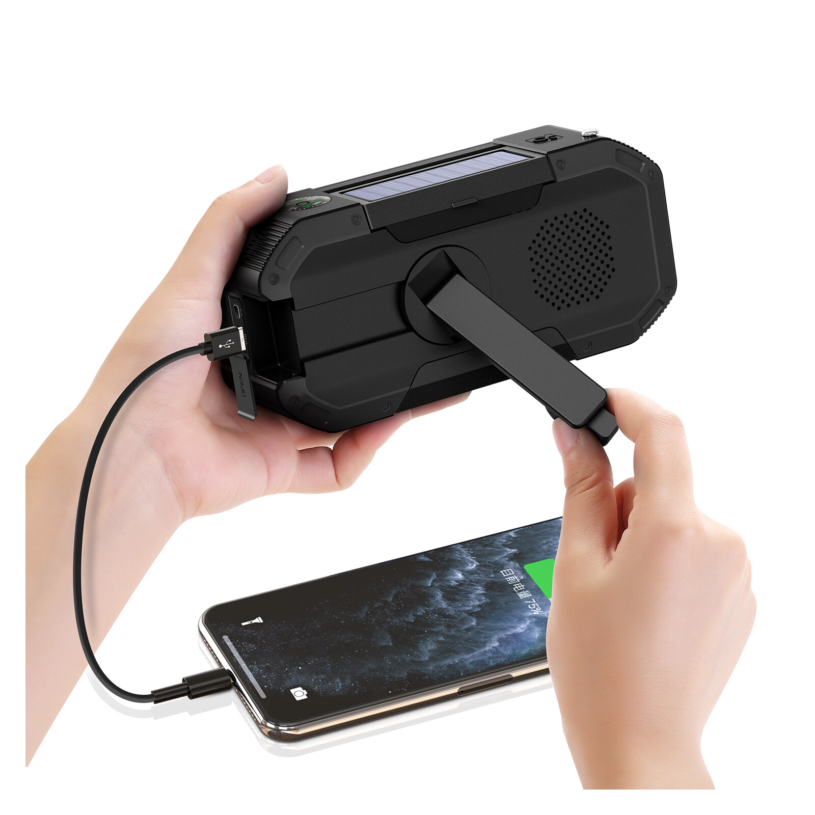 Felixx Outdoor FM/AM Radio Solar mit LED 5000mAh schwarz
