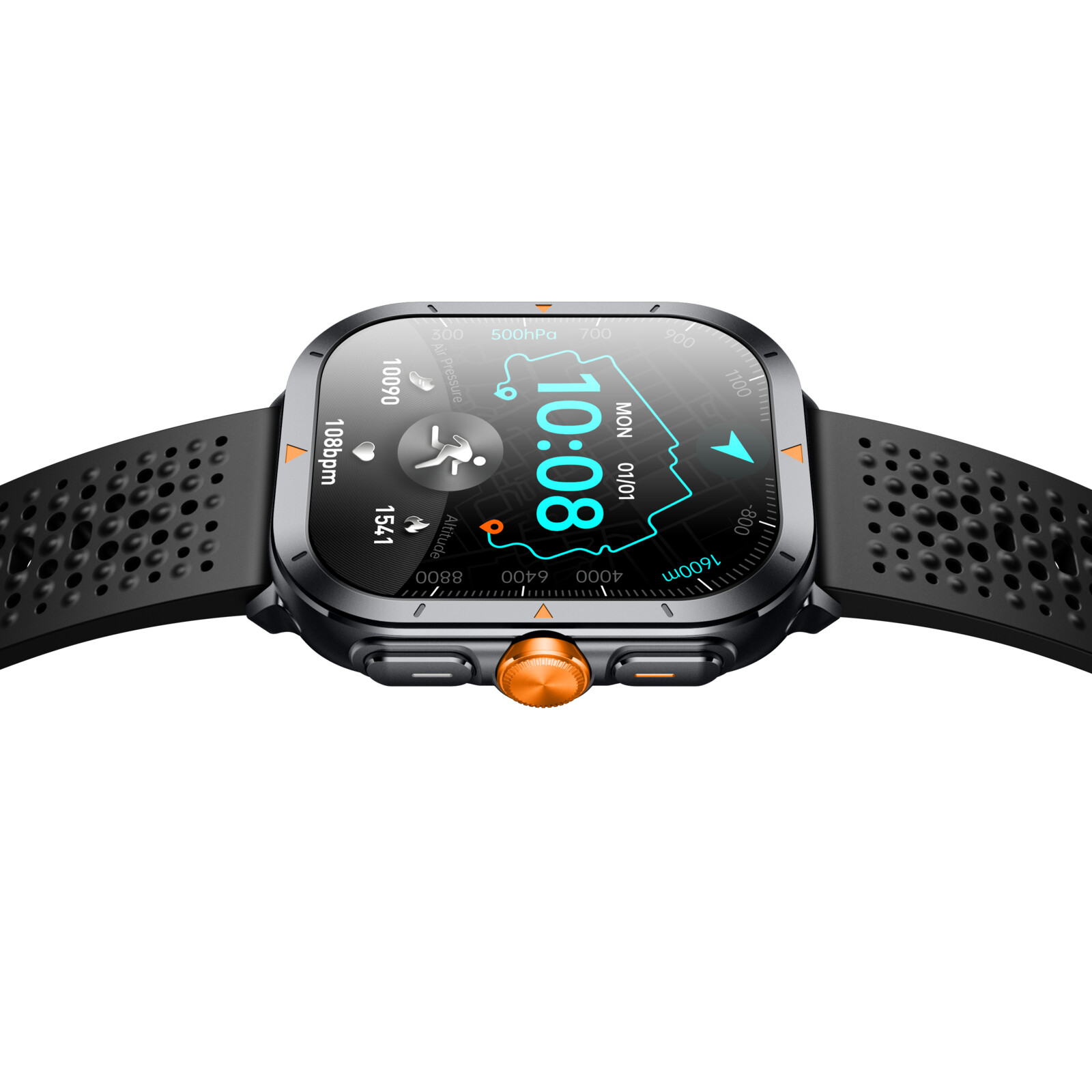 felixx Smartwatch F707GPS, Amoled 2.01, gun-metal silver