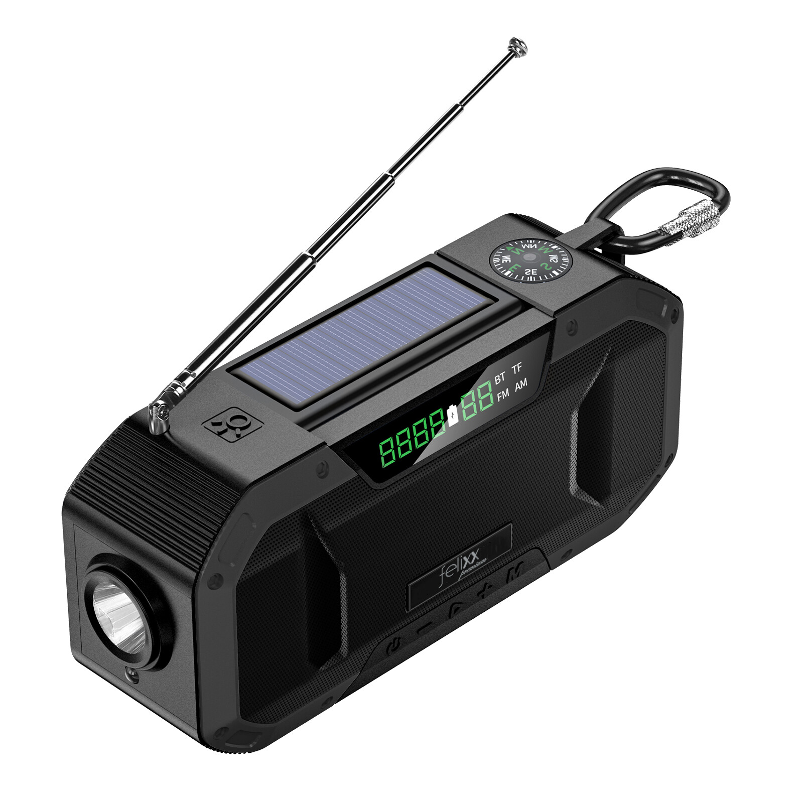 Felixx Outdoor FM/AM Radio Solar mit LED 5000mAh schwarz