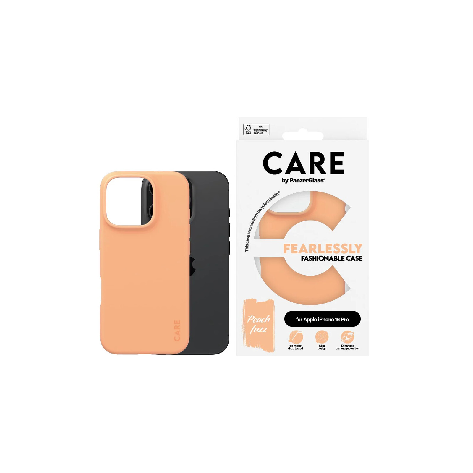 
Care Back Cover Fashion Apple iPhone 16 Pro peachy