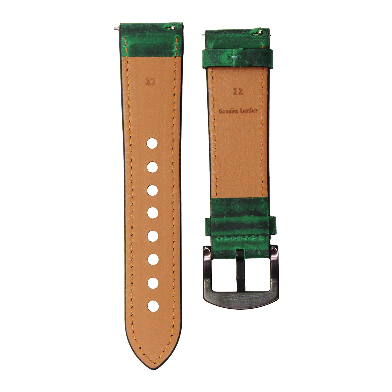 Mika Uhrenarmband Uni 22mm Echtleder gr&uuml;n