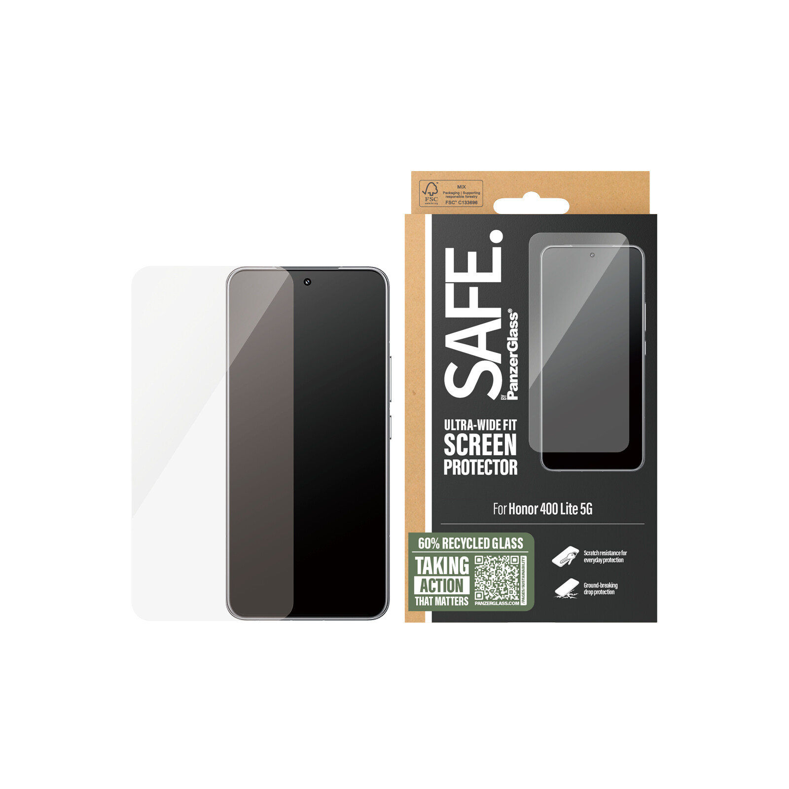 PanzerGlass Glas Safe m. Schwar Rahmen Honor 400 Lite 5G
