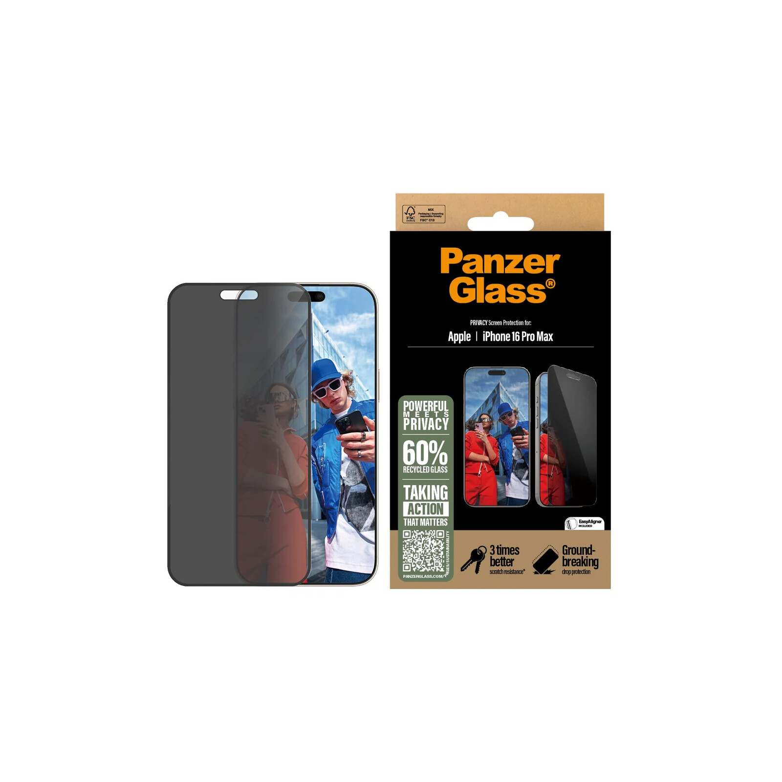 PanzerGlass Schutzglas Privacy Apple iPhone 16 Pro Max