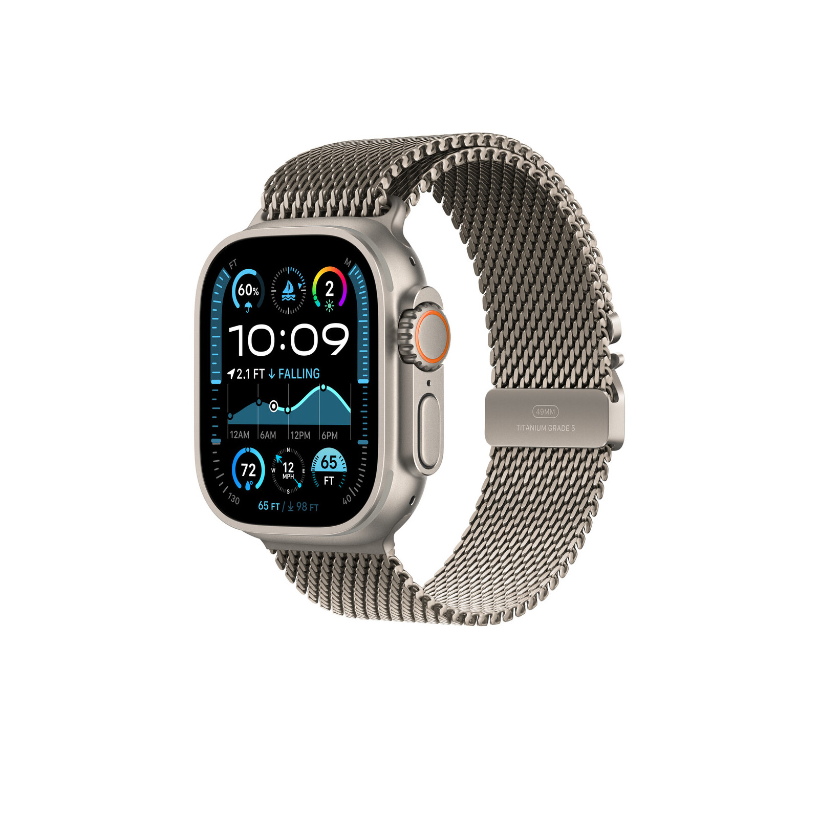 Apple Watch 49mm Milanaise Band S titan natur