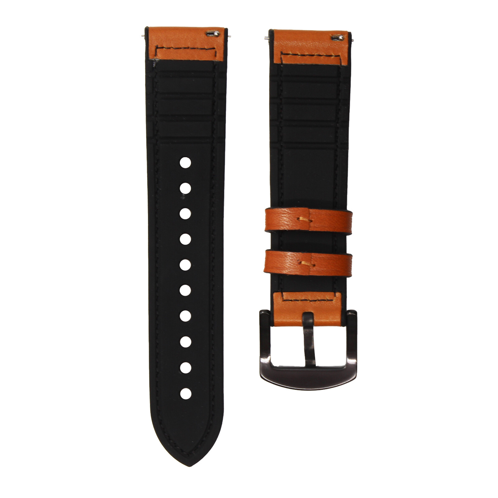 Mika Uhrenarmband Uni 22mm Silikon + Echtleder schwarz