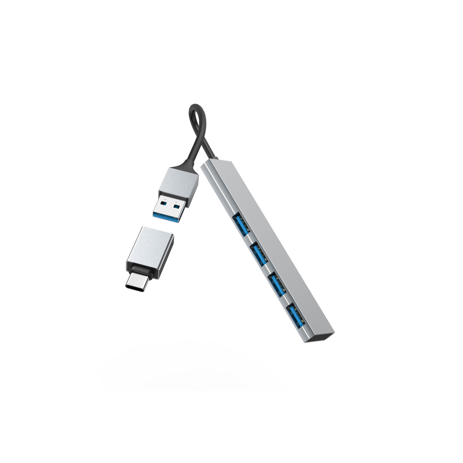 Hama USB-Hub 4 Ports USB-A/USB-C mit Adapter
