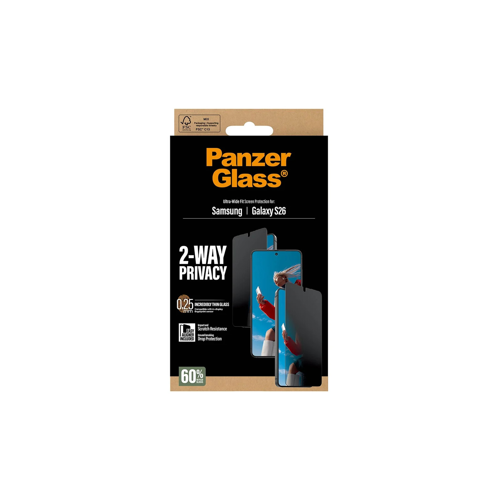 PanzerGlass Glas 2-Way Privacy Samsung Galaxy S26 Ultra-Wide-Fit