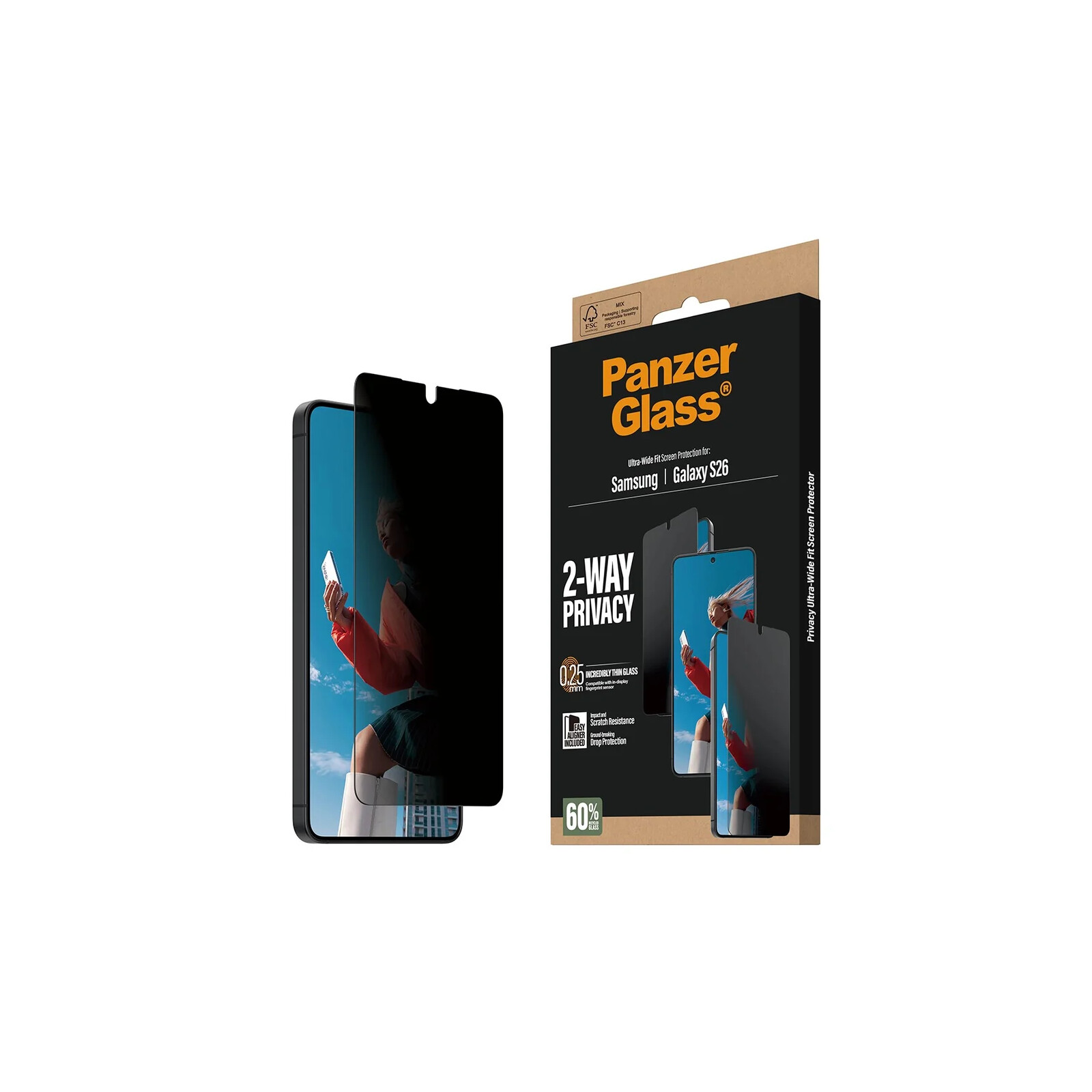 PanzerGlass Glas 2-Way Privacy Samsung Galaxy S26 Ultra-Wide-Fit