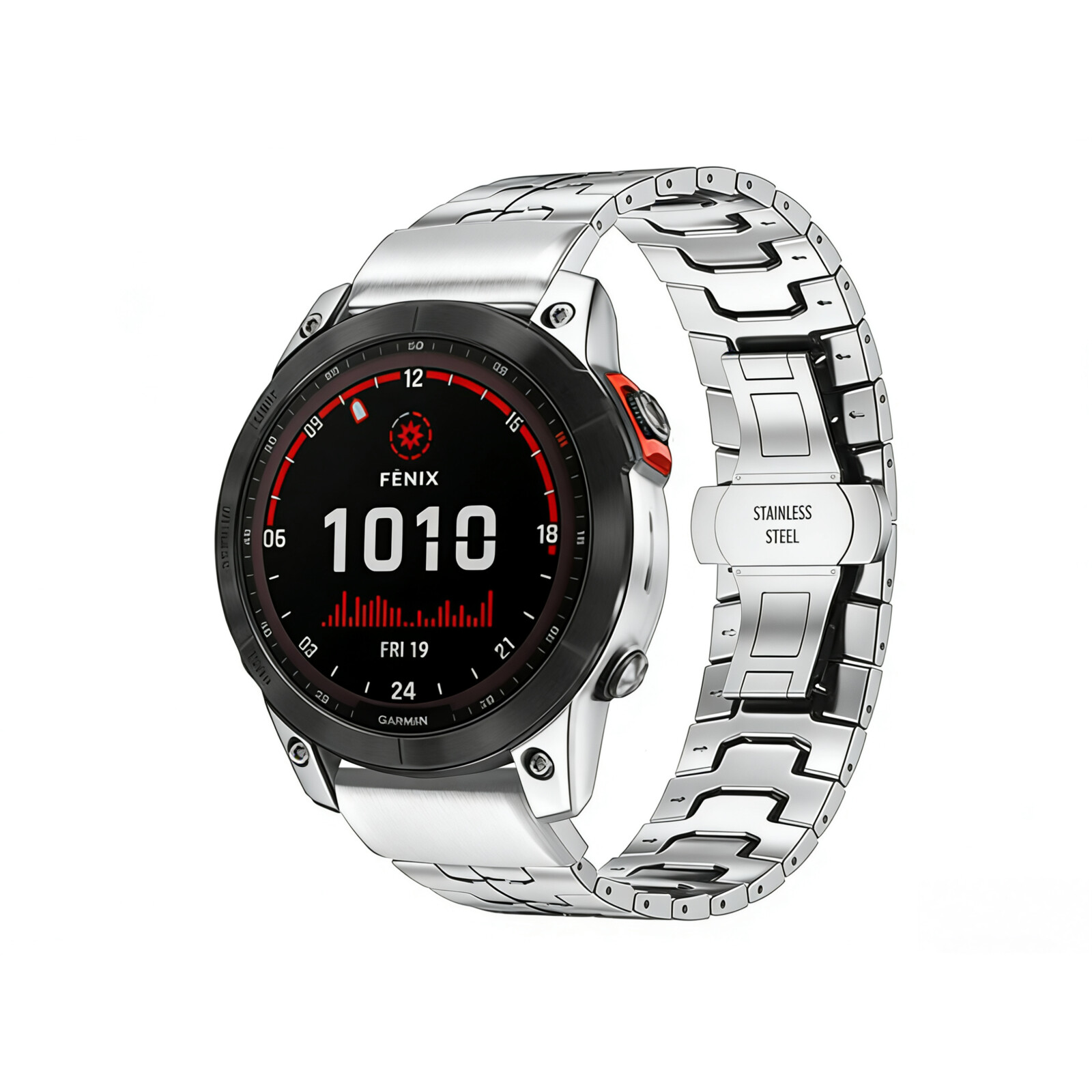 Felixx Smartwatcharmband Edelst./Titan Black Garmin Q.Fit 22mm