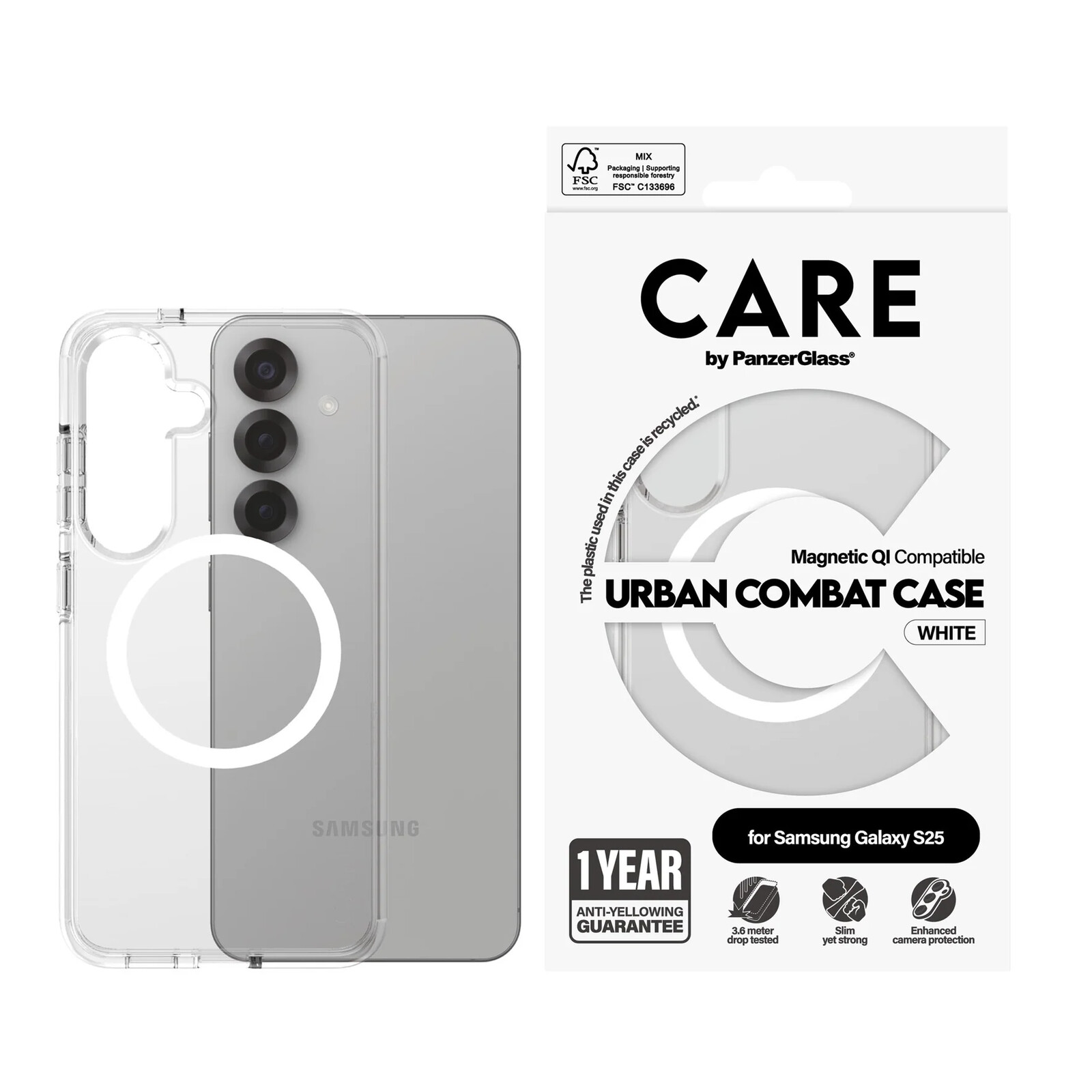 CARE PanzerGlass Flagship Case Transparent w. QI S25