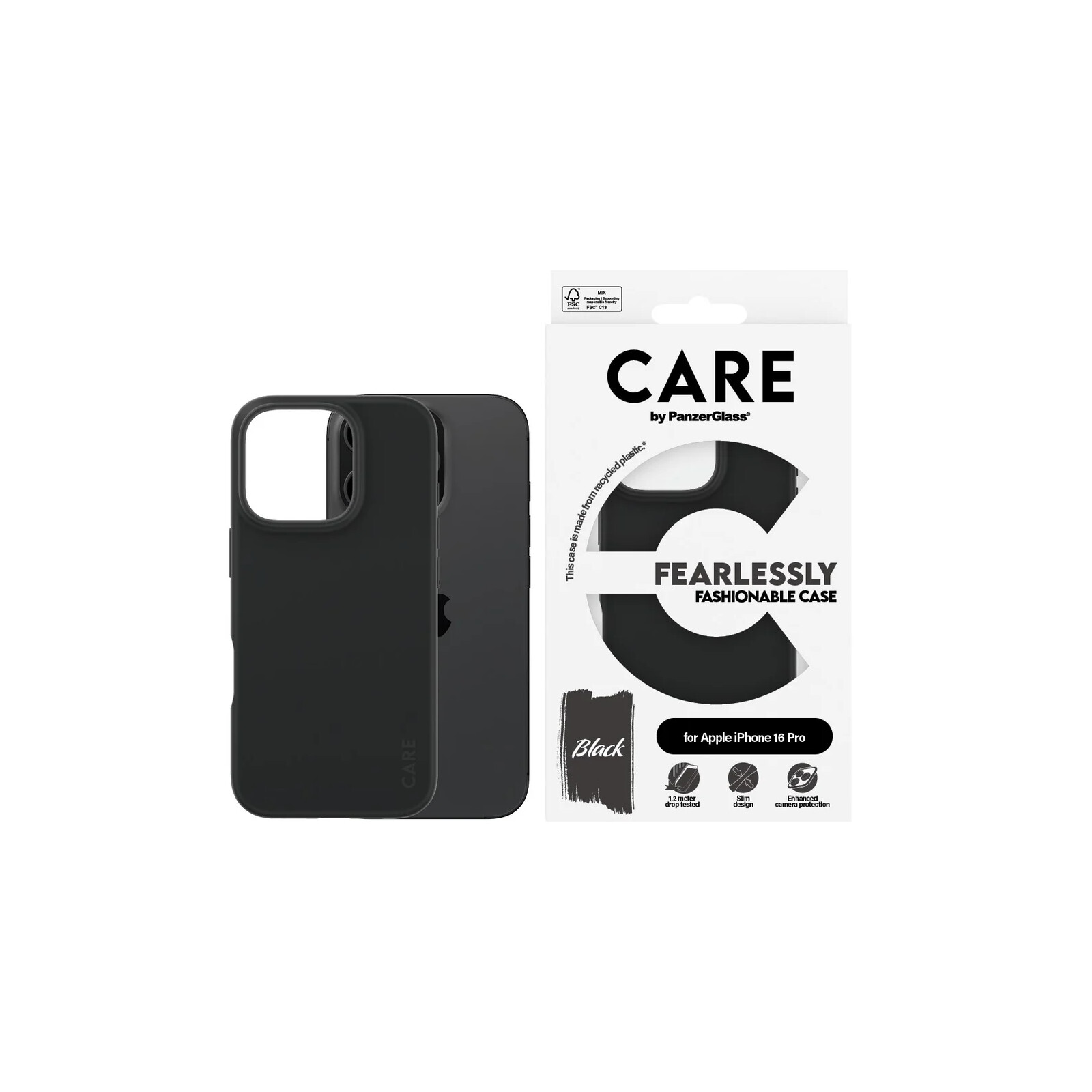 Care Back Cover Fashion Apple iPhone 16 Pro schwarz