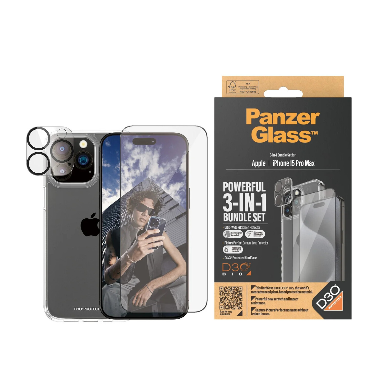 PanzerGlass 3-in-1 Pack Apple iPhone 15 Pro Max