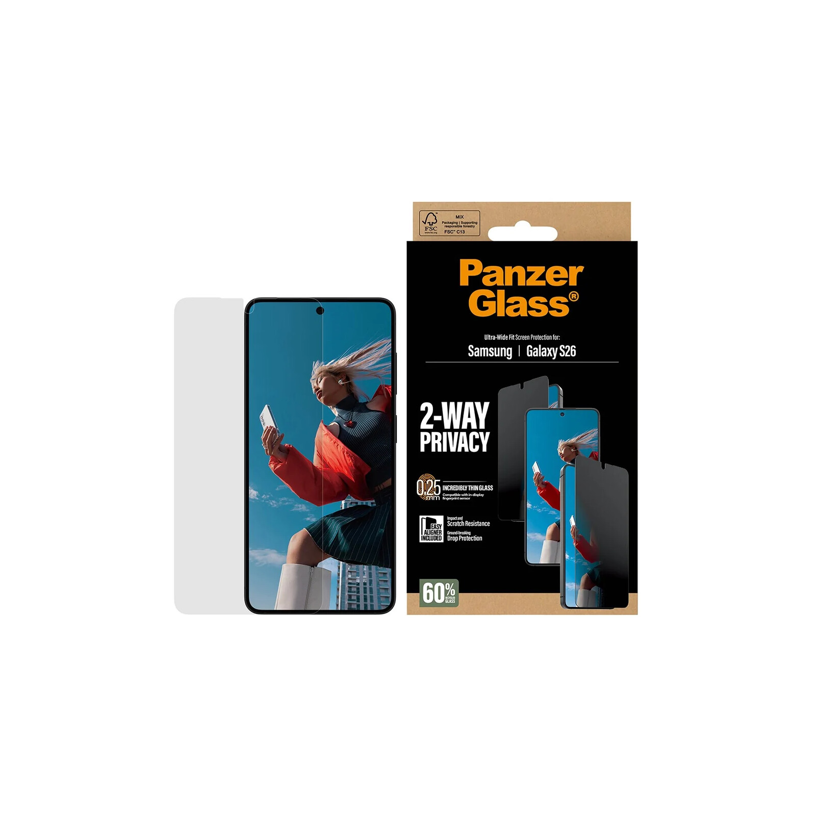 PanzerGlass Glas 2-Way Privacy Samsung Galaxy S26 Ultra-Wide-Fit