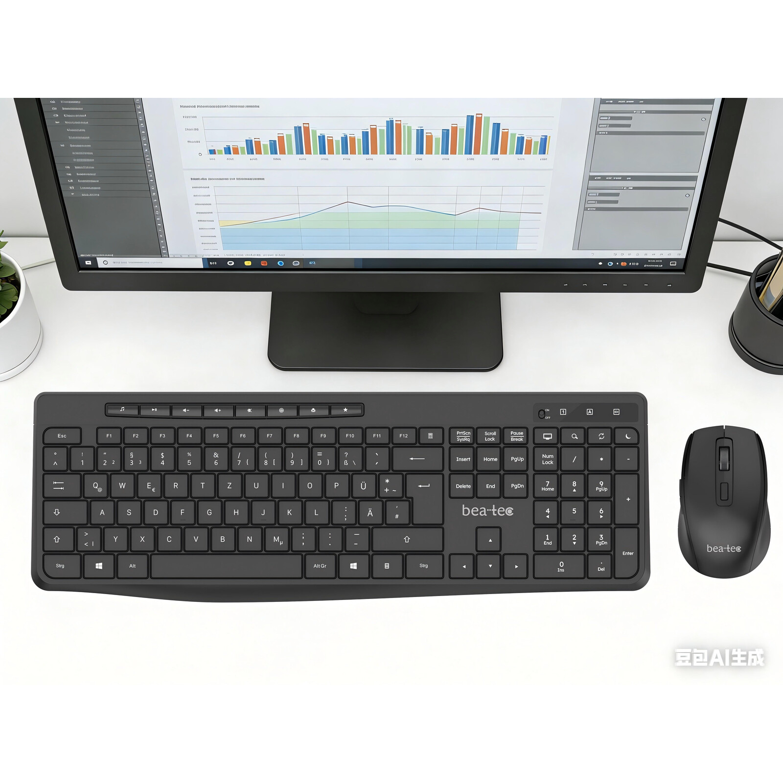 Beatec 2,4-GHz-Funk-Tastatur- und Maus-Set Black
