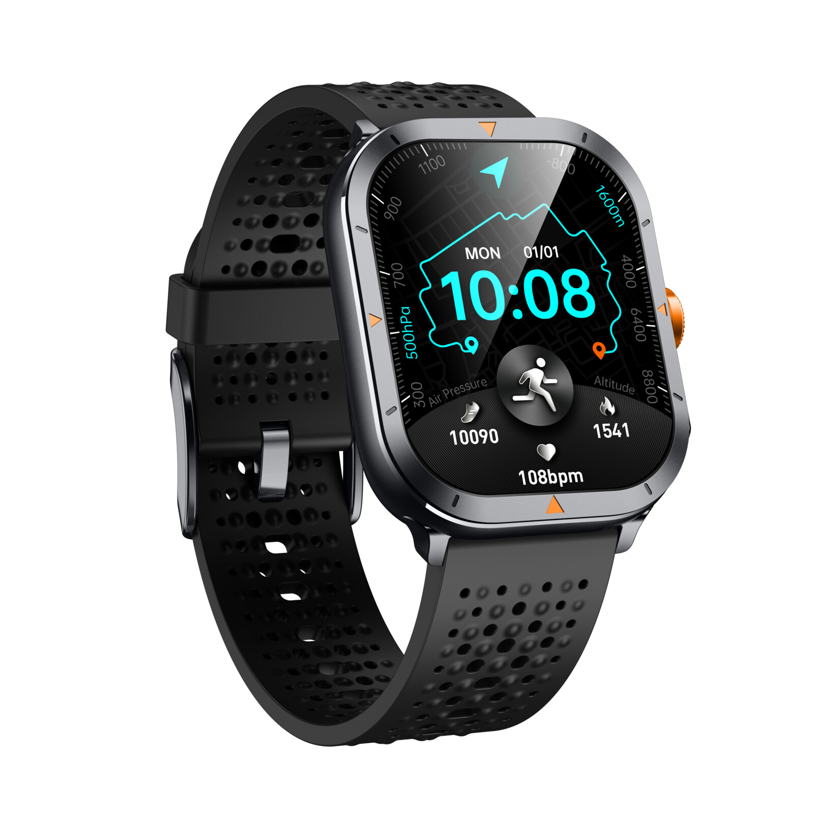 felixx Smartwatch F707GPS, Amoled 2.01, gun-metal silver