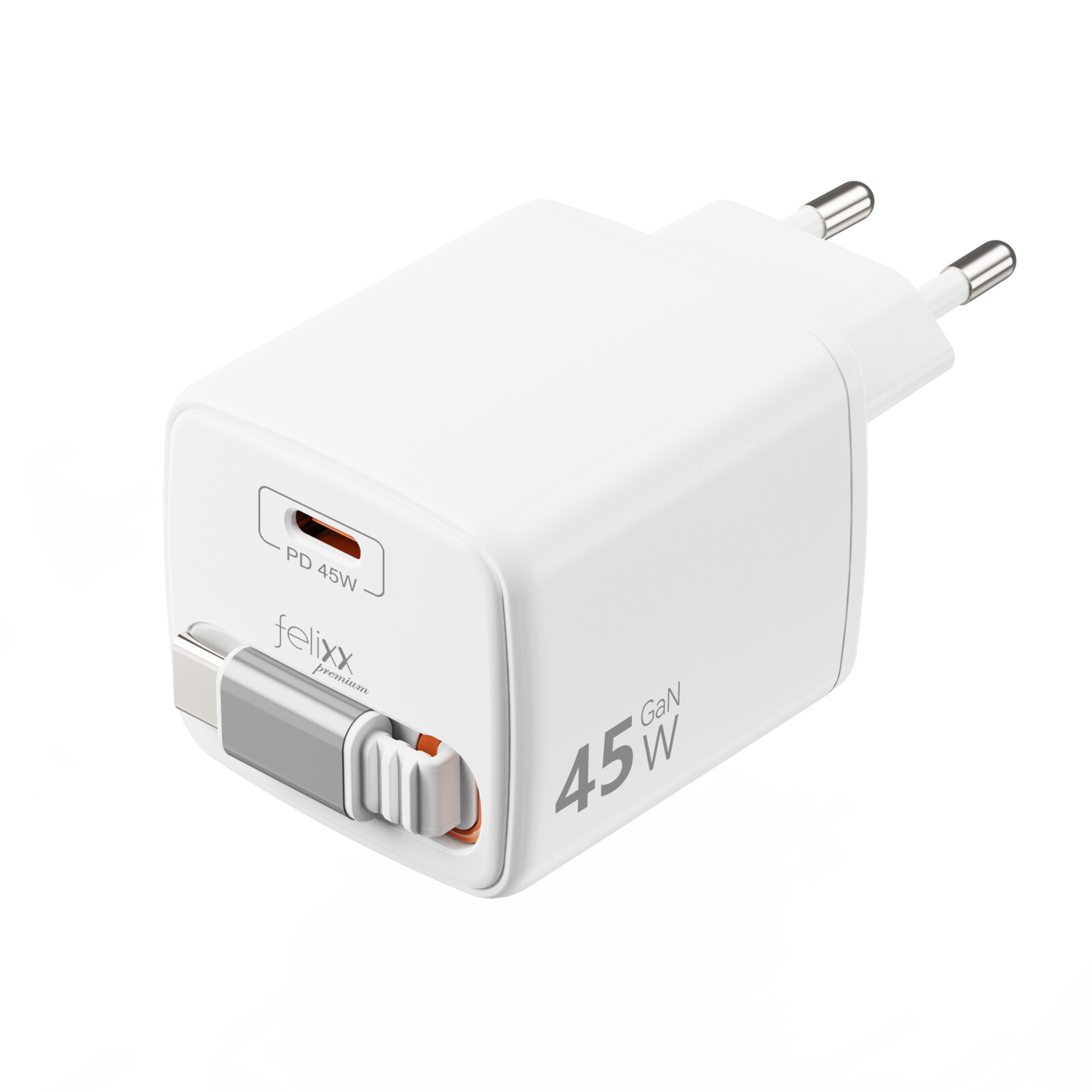 Felixx 45W Retractable Cable GaN Travel Charger Wei&szlig;
