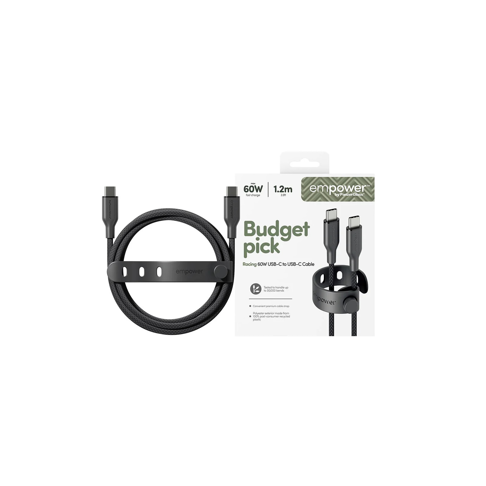 Emporia by PanzerGlass 60W USB-C/USB-C USB 2.0 1,2M Black
