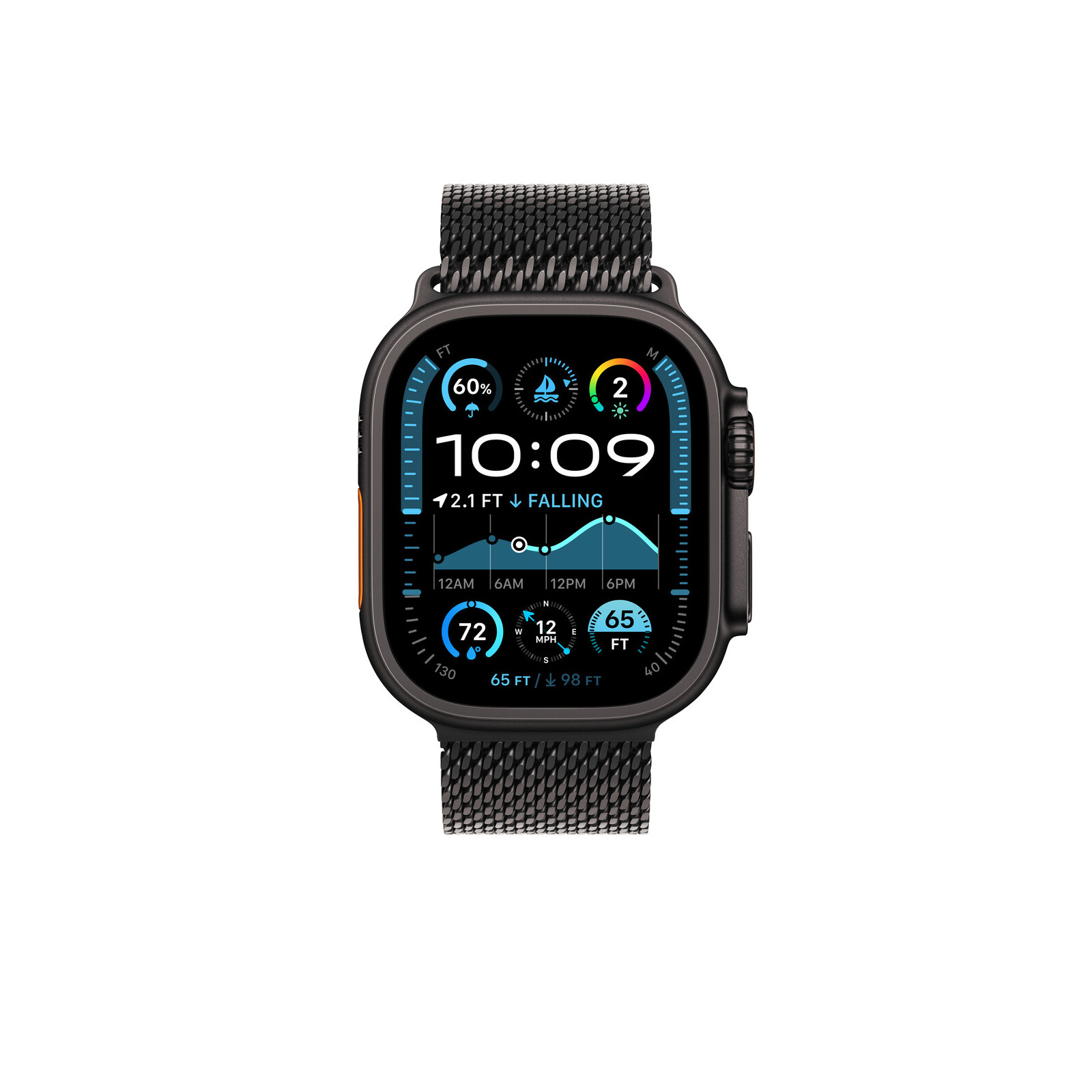 Apple Watch 49mm Milanaise Band M titan schwarz 