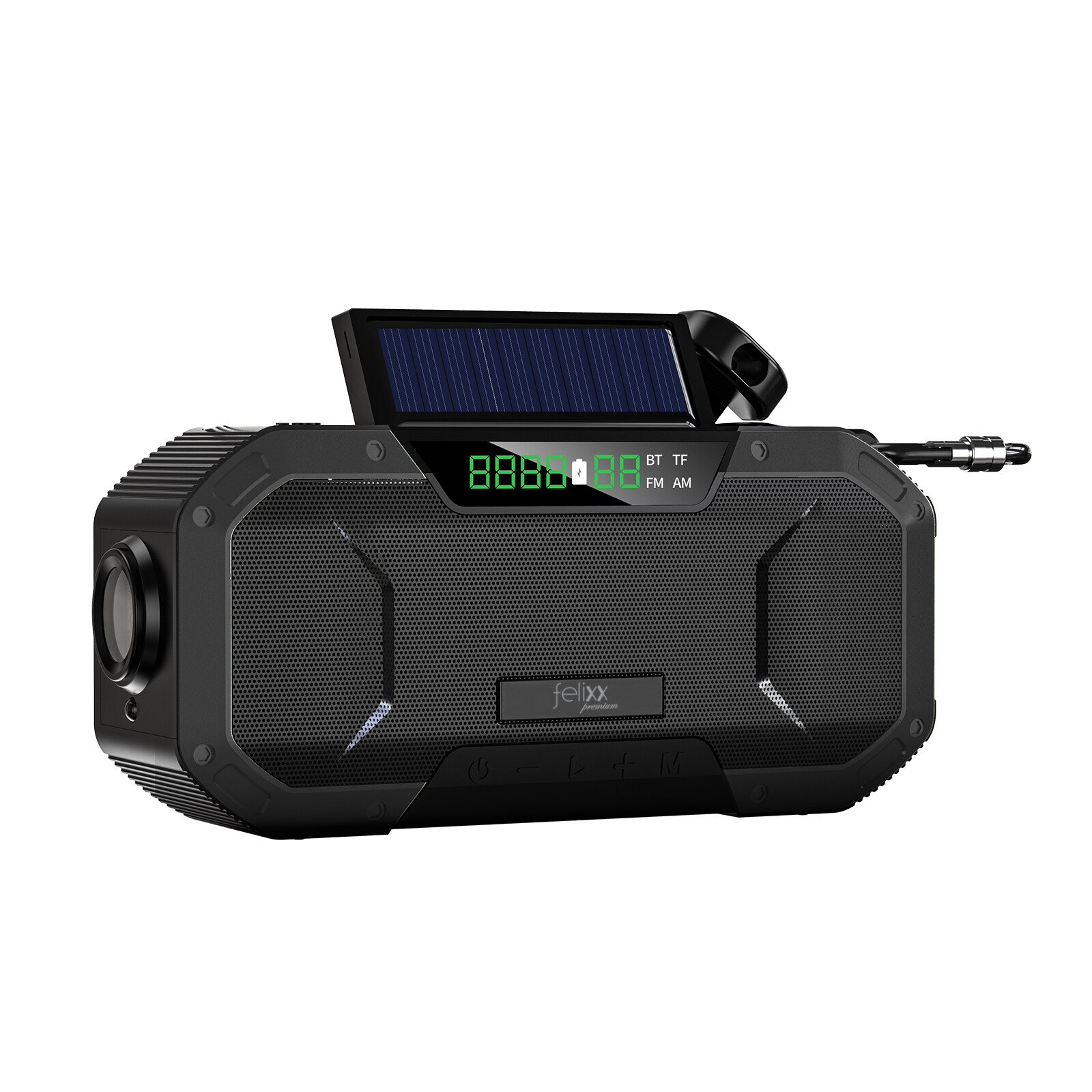 Felixx Outdoor FM/AM Radio Solar mit LED 5000mAh schwarz