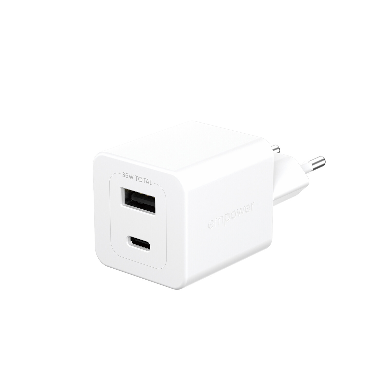 empower by PanzerGlass® Turbo 35W Ladegarät USB-C+USB-A Silber Weiss

