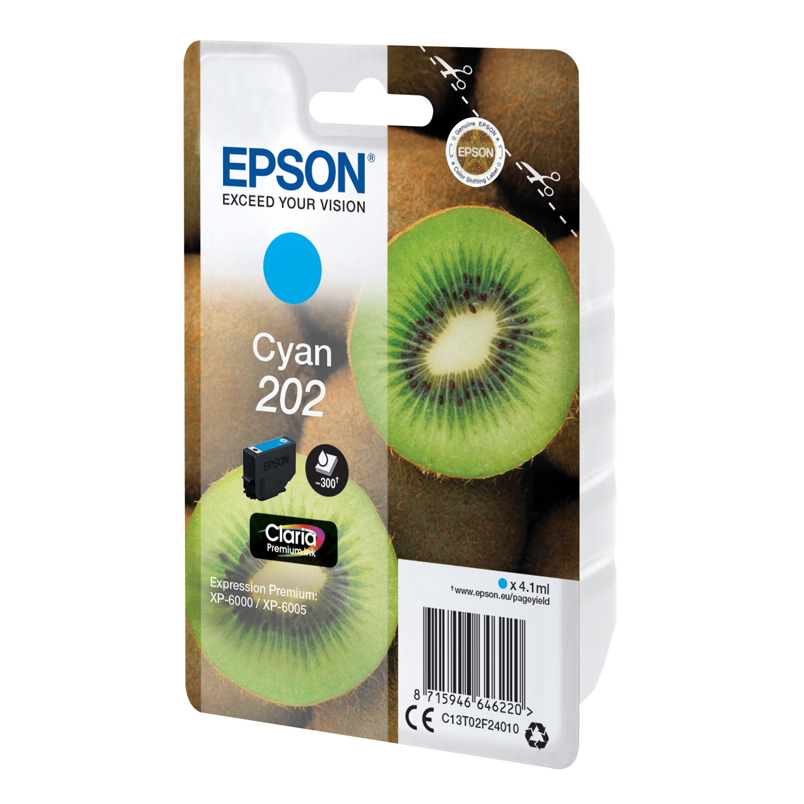Epson 202 T02F2 Tinte Cyan 4,1ml