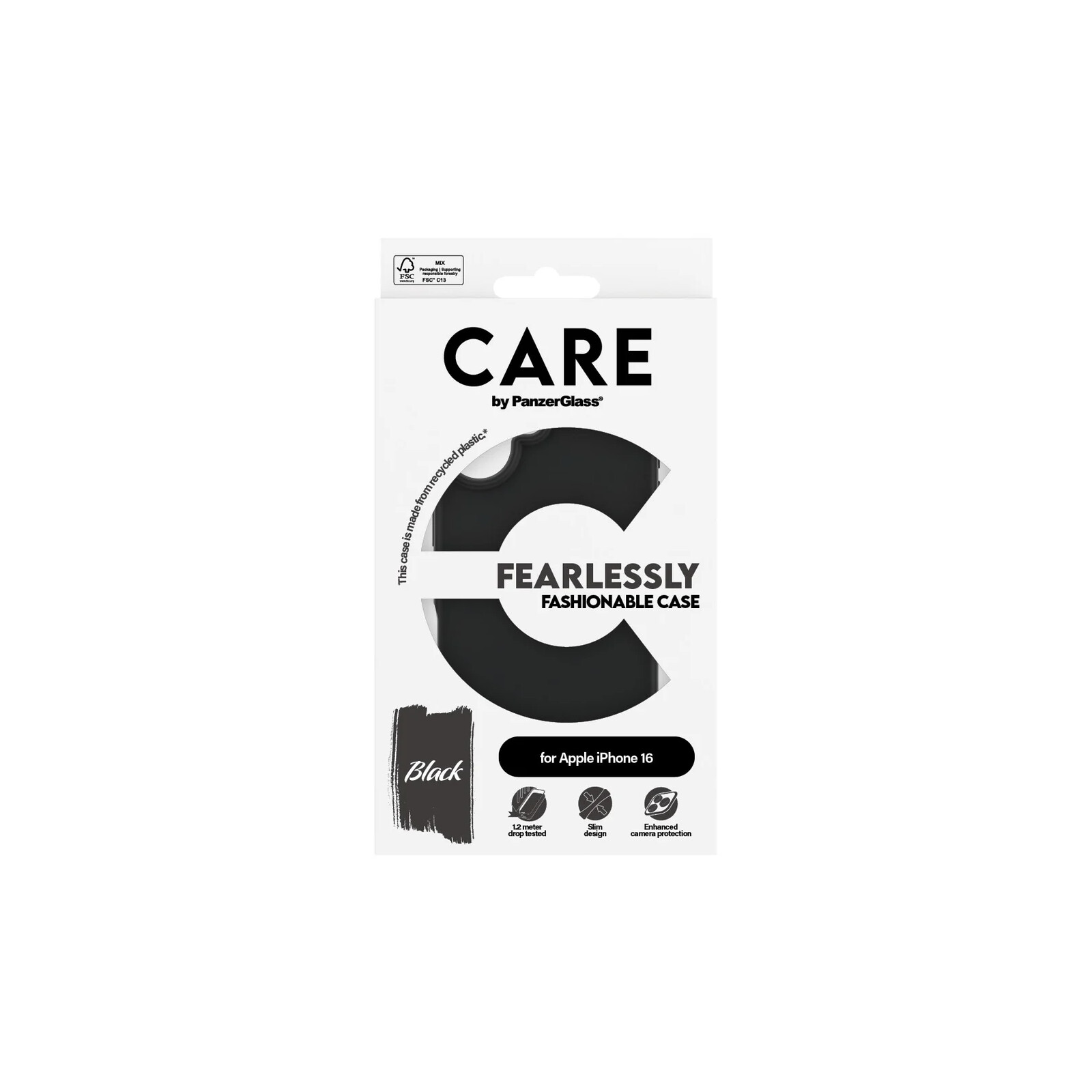 Care Back Cover Fashion Apple iPhone 16 schwarz