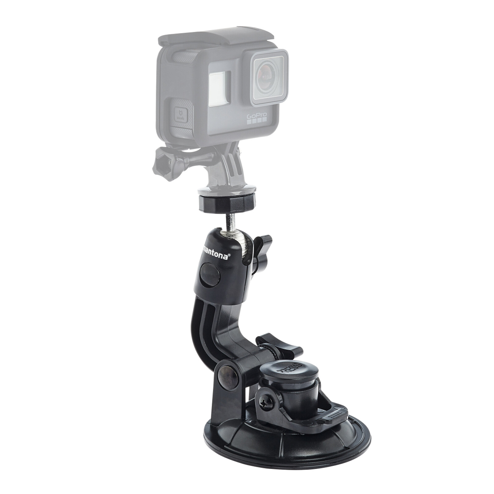 mantona Saugnapf Halterung XL 1/4 Zoll+GoPro Mount
