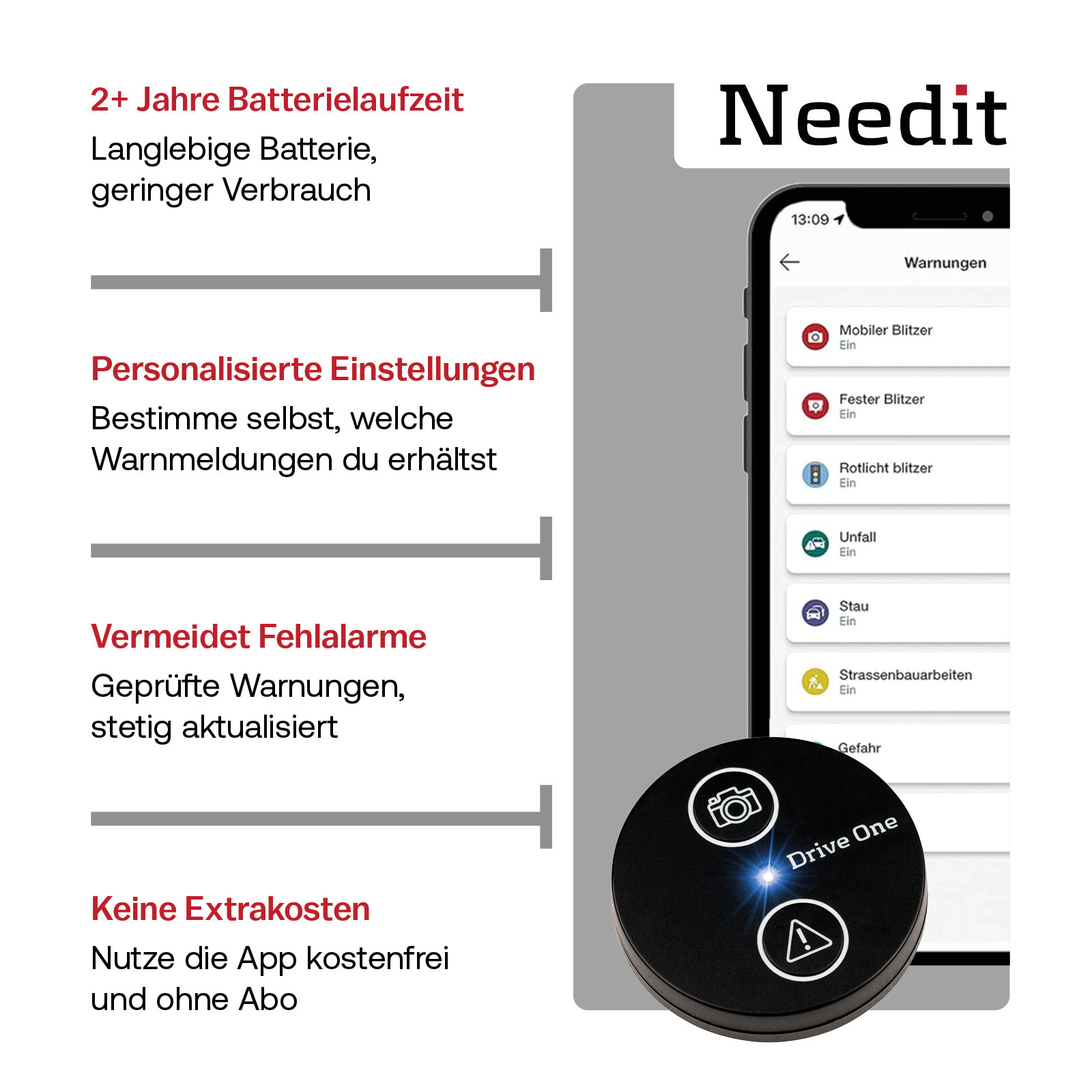 Needit Drive One Gefahren-/Verkehrswarner