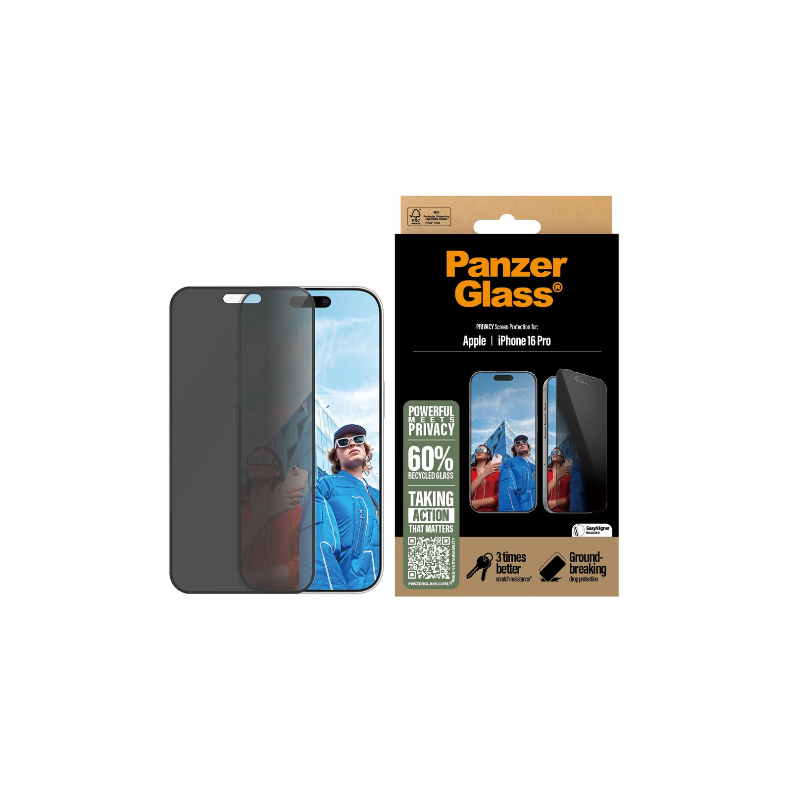 PanzerGlass Schutzglas Privacy Apple iPhone 16 Pro