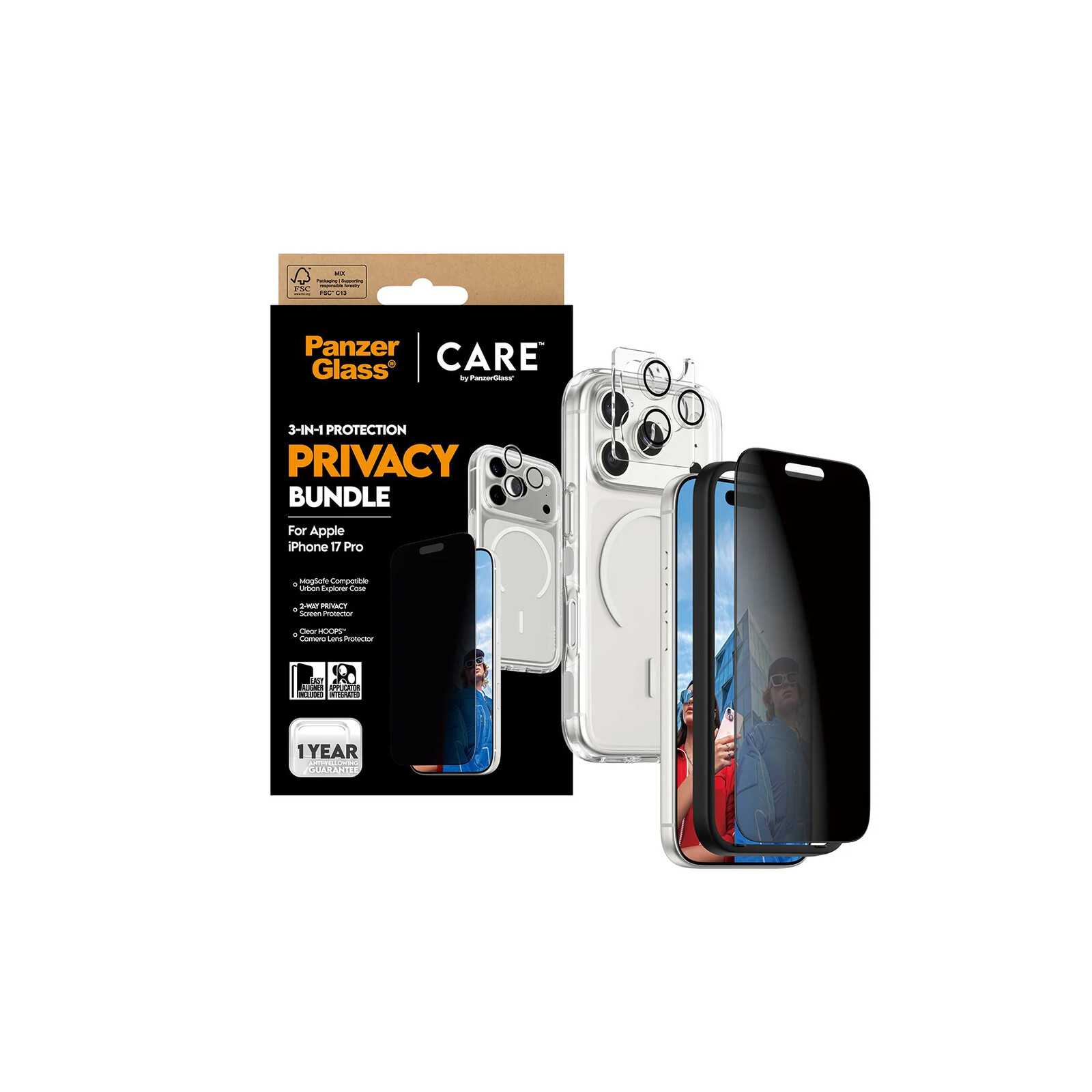 PanzerGlass CARE 3-in-1 Flagship Privacy iPhone 17 Pro