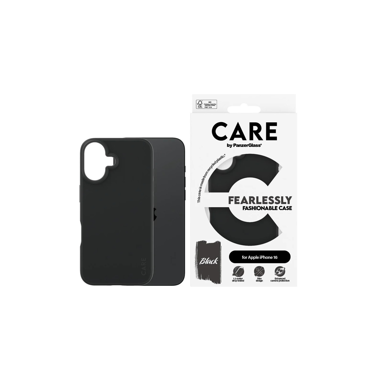 Care Back Cover Fashion Apple iPhone 16 schwarz