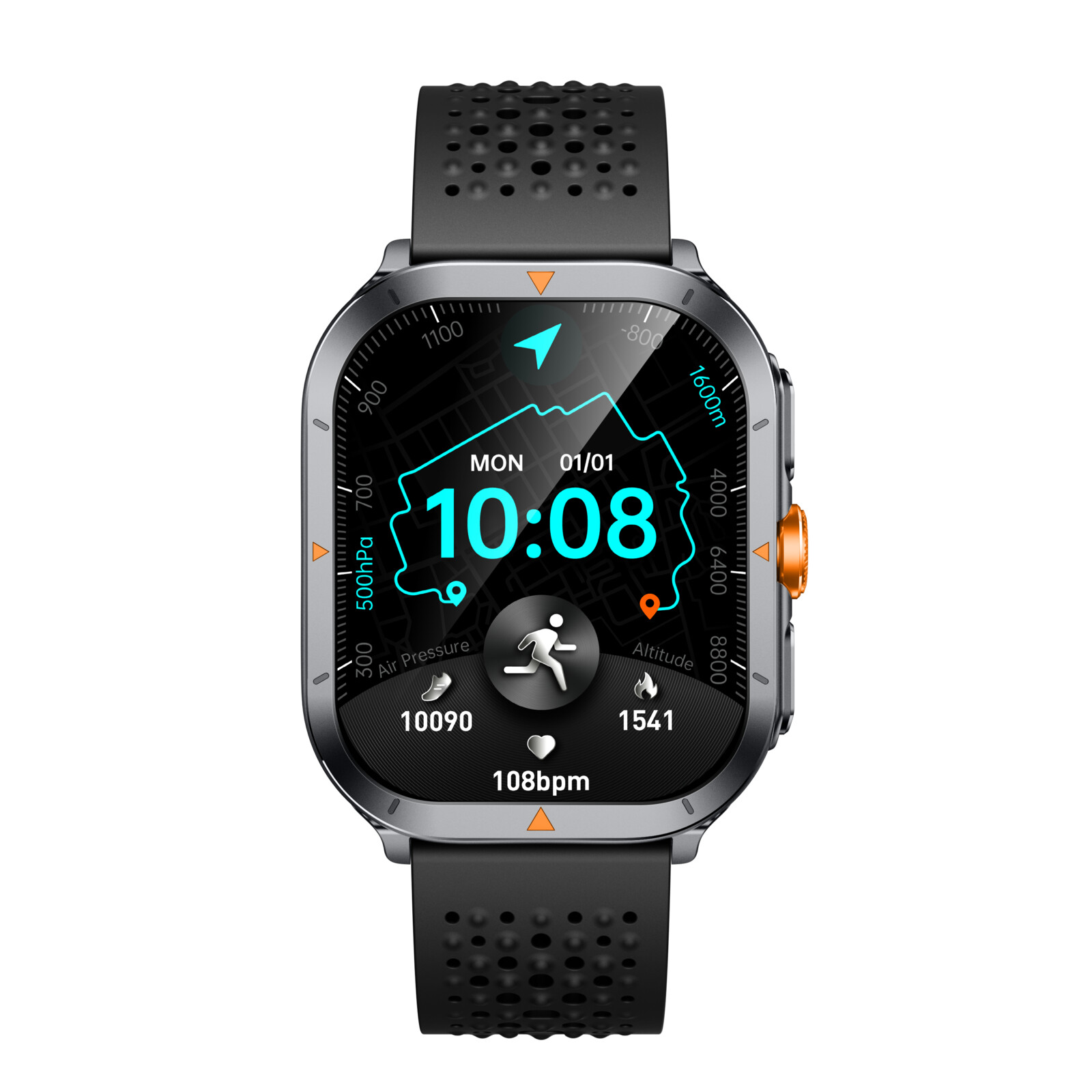 felixx Smartwatch F707GPS, Amoled 2.01, gun-metal silver
