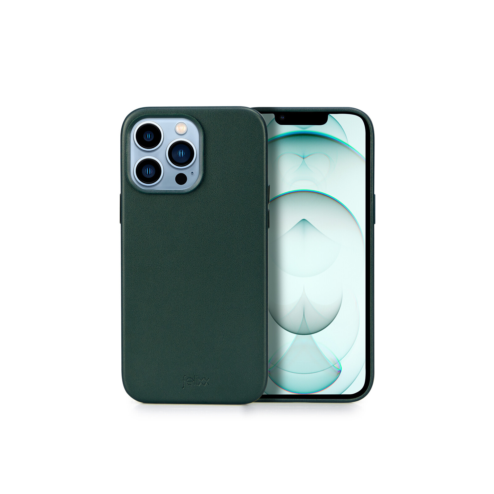 Felixx Back Cover Leder Apple iPhone 15 Pro dunkelgr&uuml;n