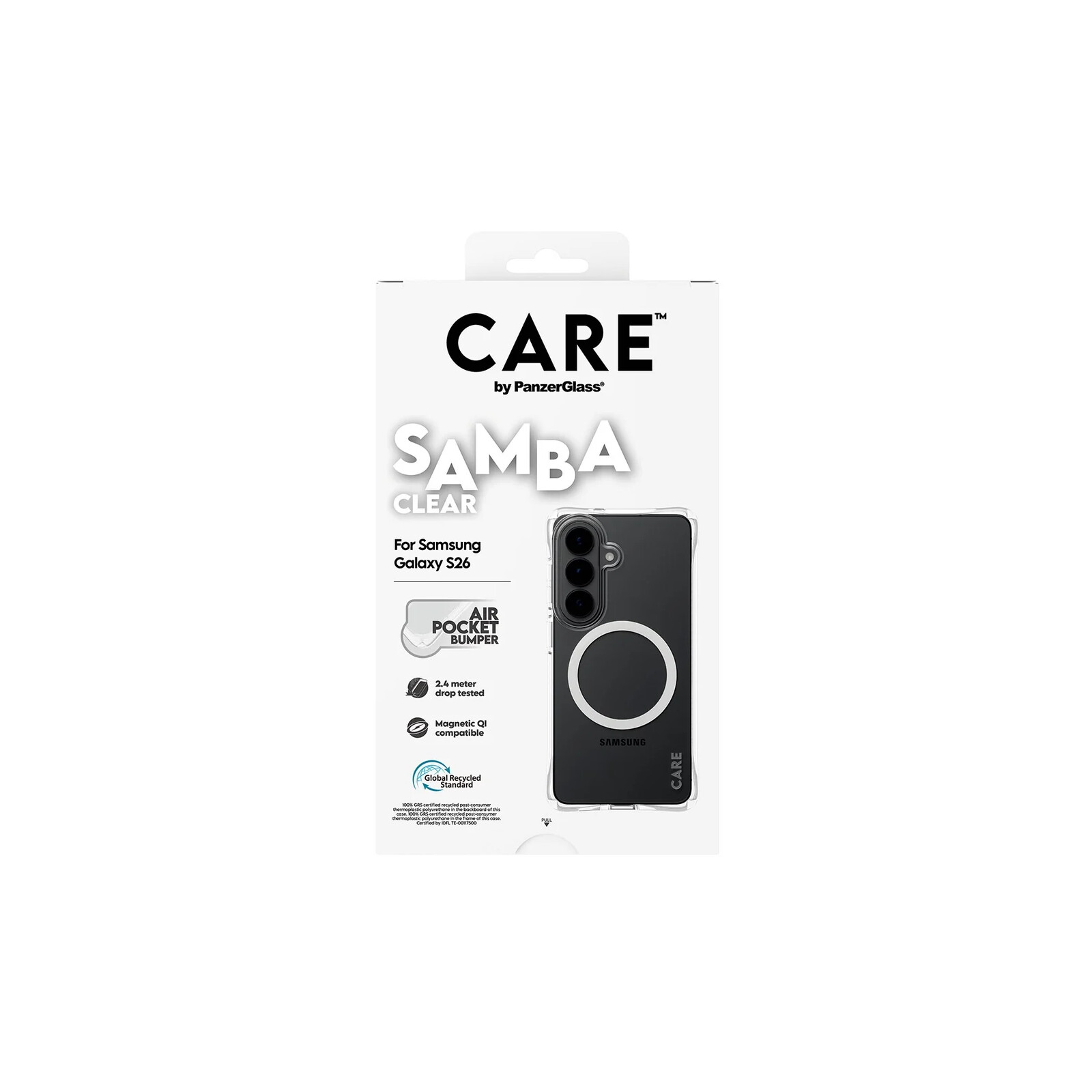 PanzerGlass Care Samba Case Clear w.White Qi Samsung Galaxy S26