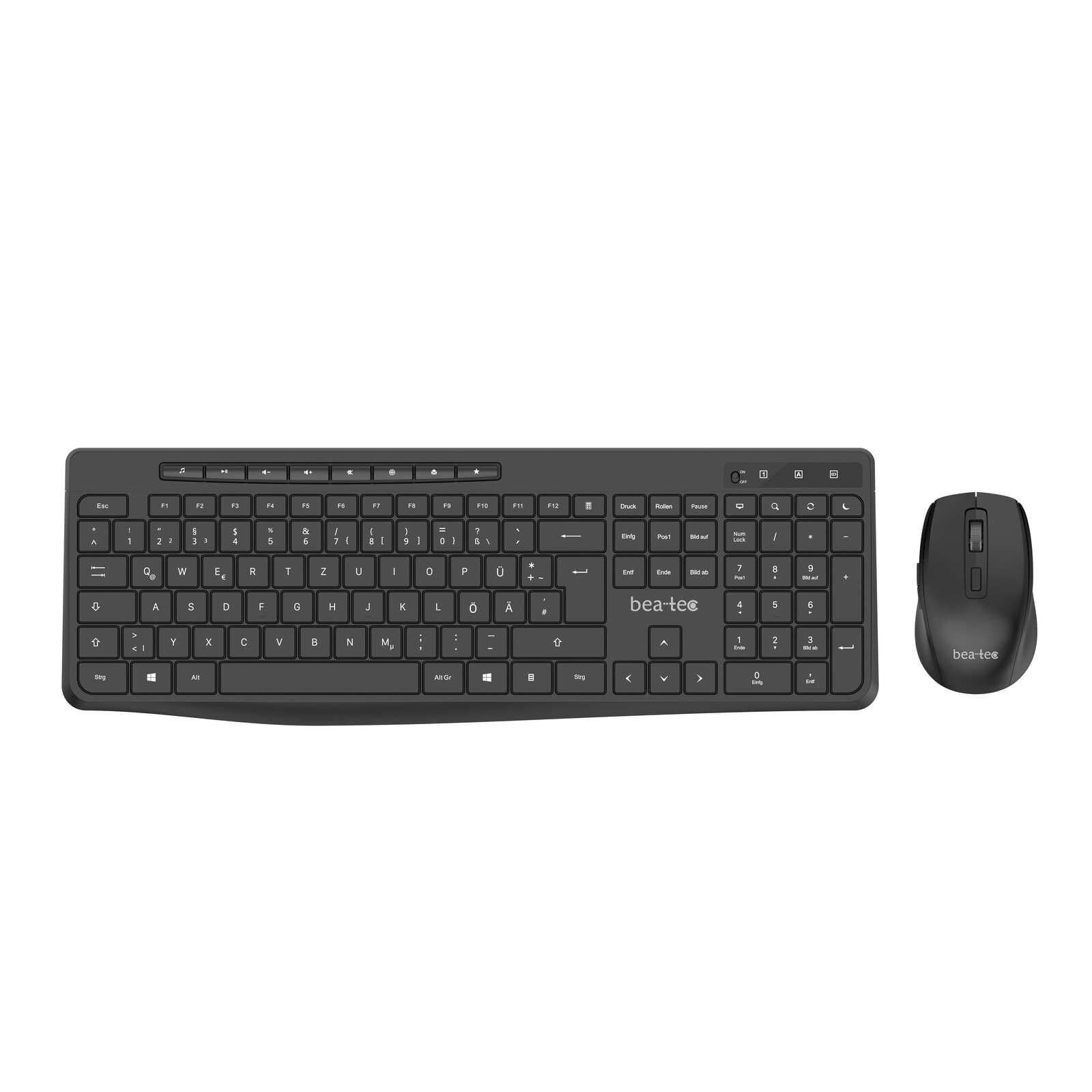 Beatec 2,4-GHz-Funk-Tastatur- und Maus-Set Black