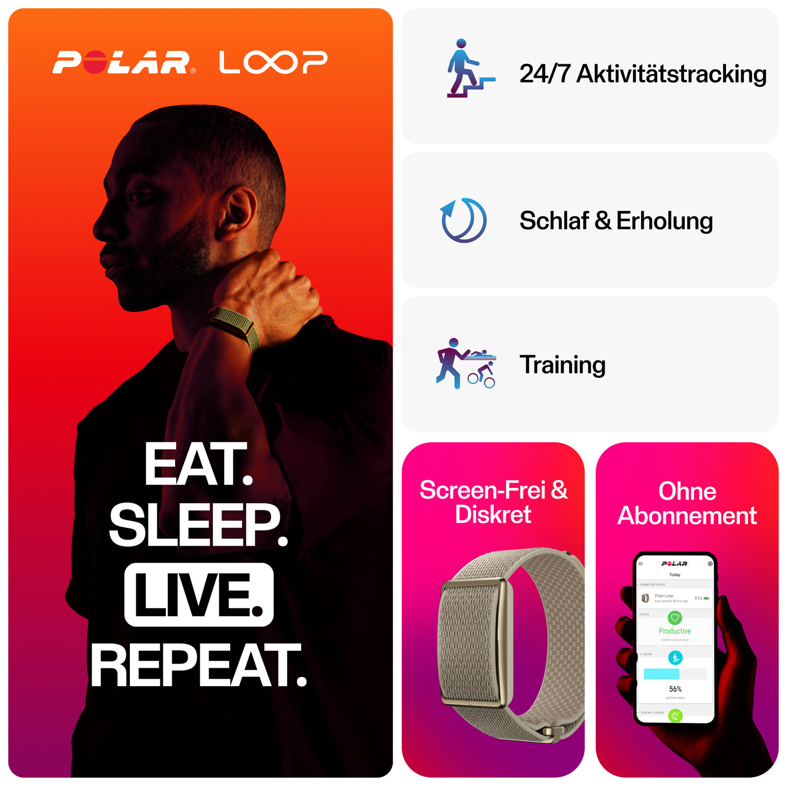 Polar Loop Tracker ohne Display Greige Sand