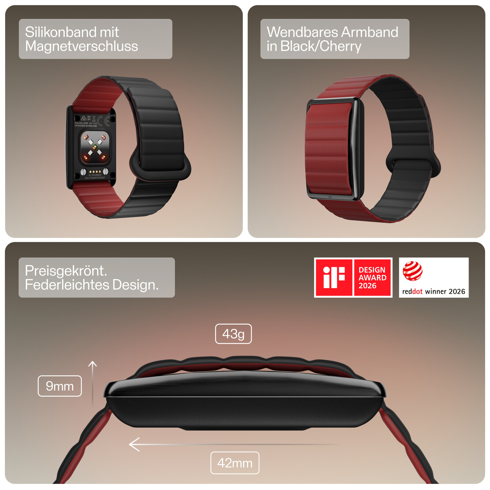 Polar Loop Gen2 Silikon Black/Red S-M