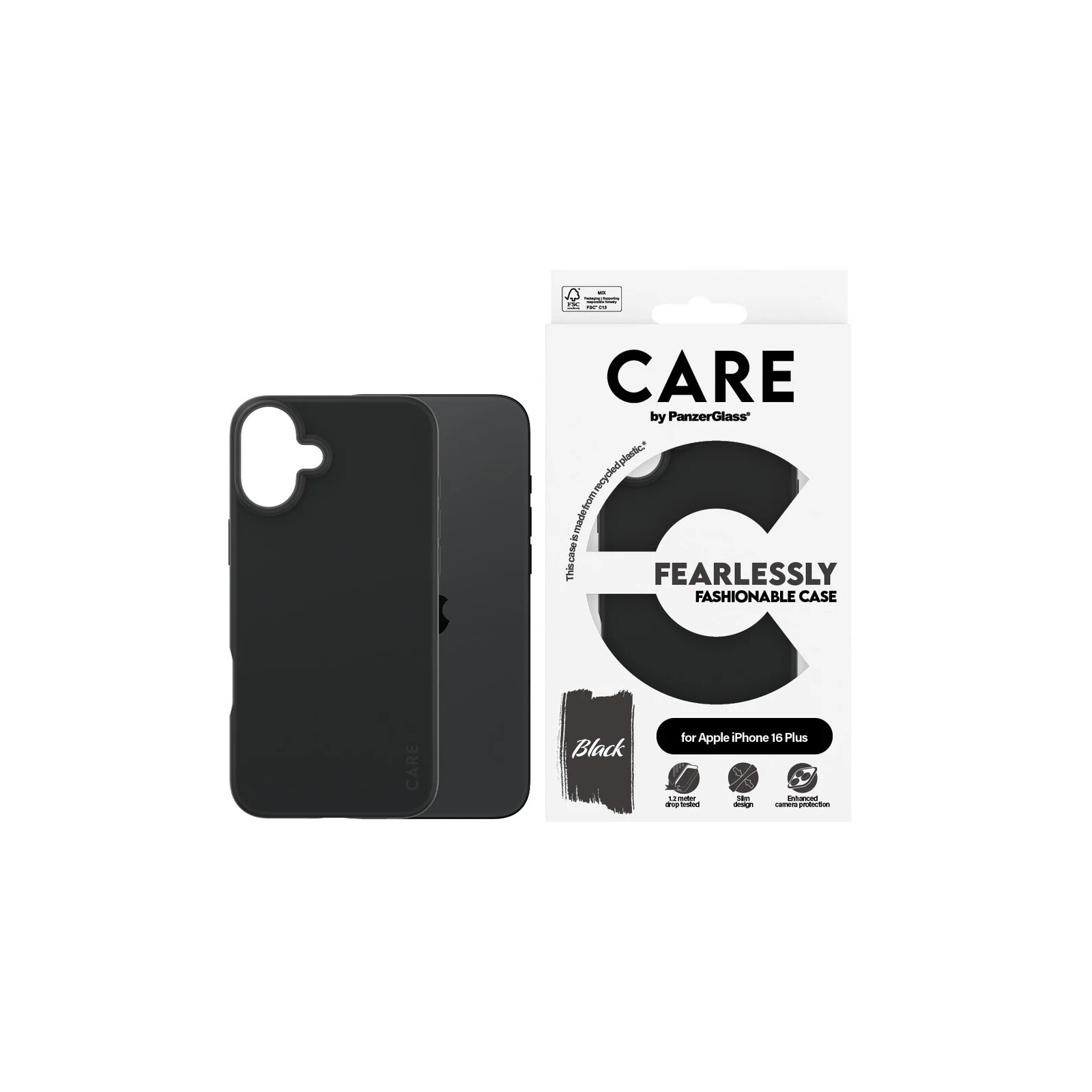 Care Back Cover Fashion Apple iPhone 16 Plus schwarz