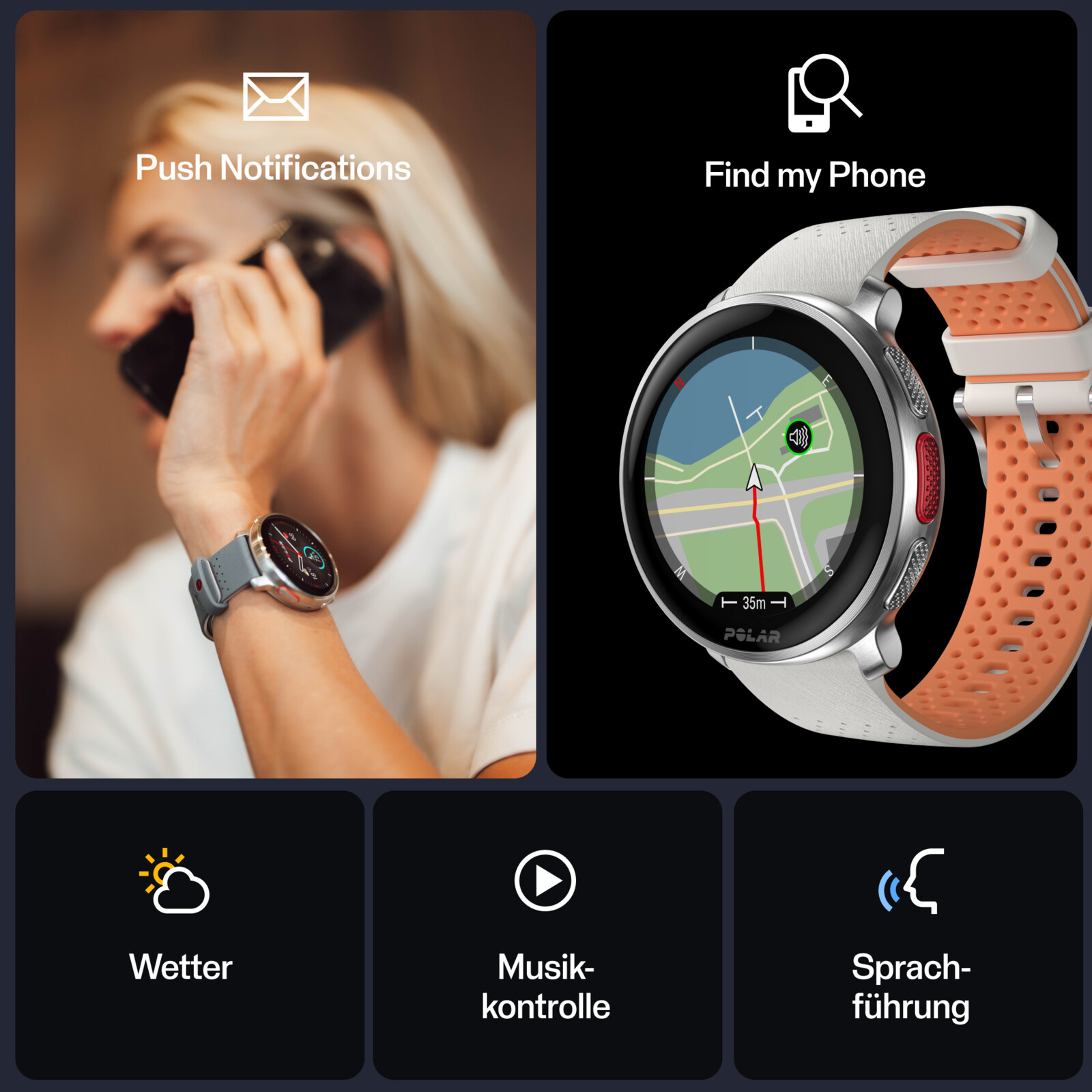 Polar Vantage V3 silver/orange S-L