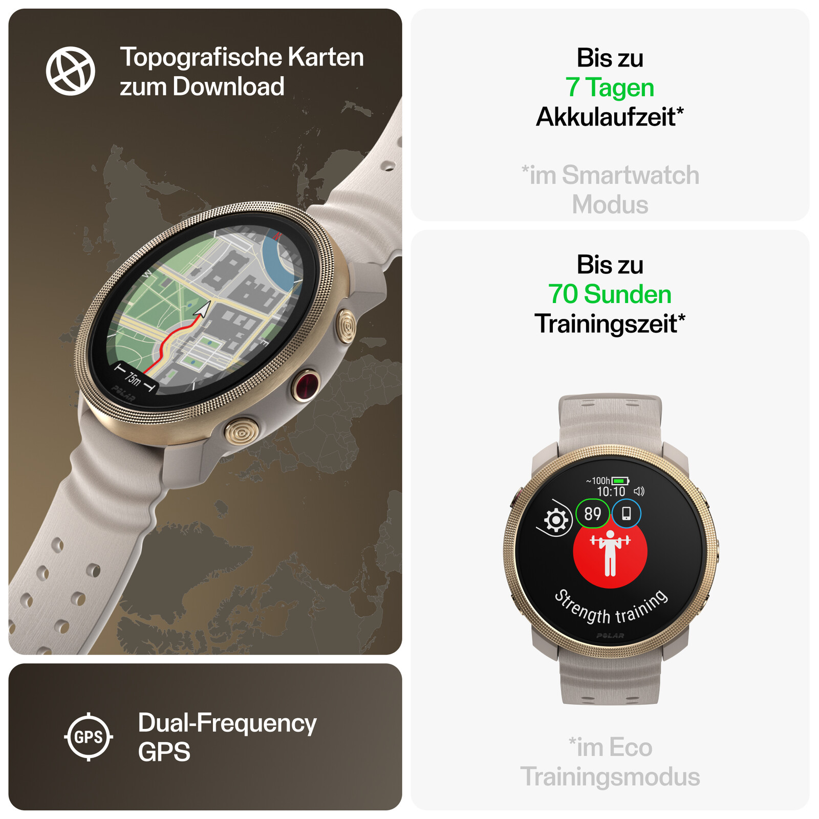 Polar Vantage M3 S-L grau/gold