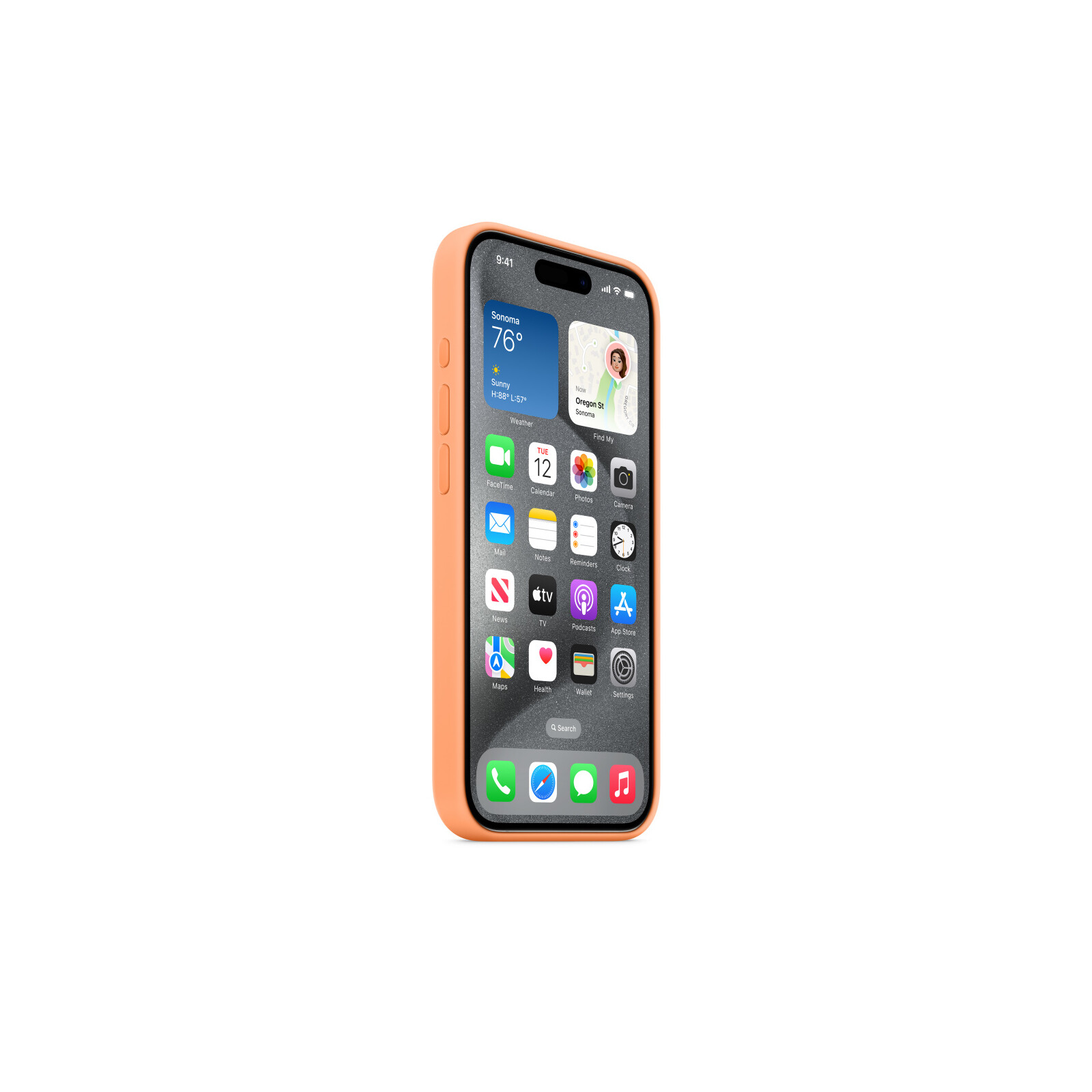 Apple iPhone 15 Pro Silikon Case mit MagSafe orange sorbet